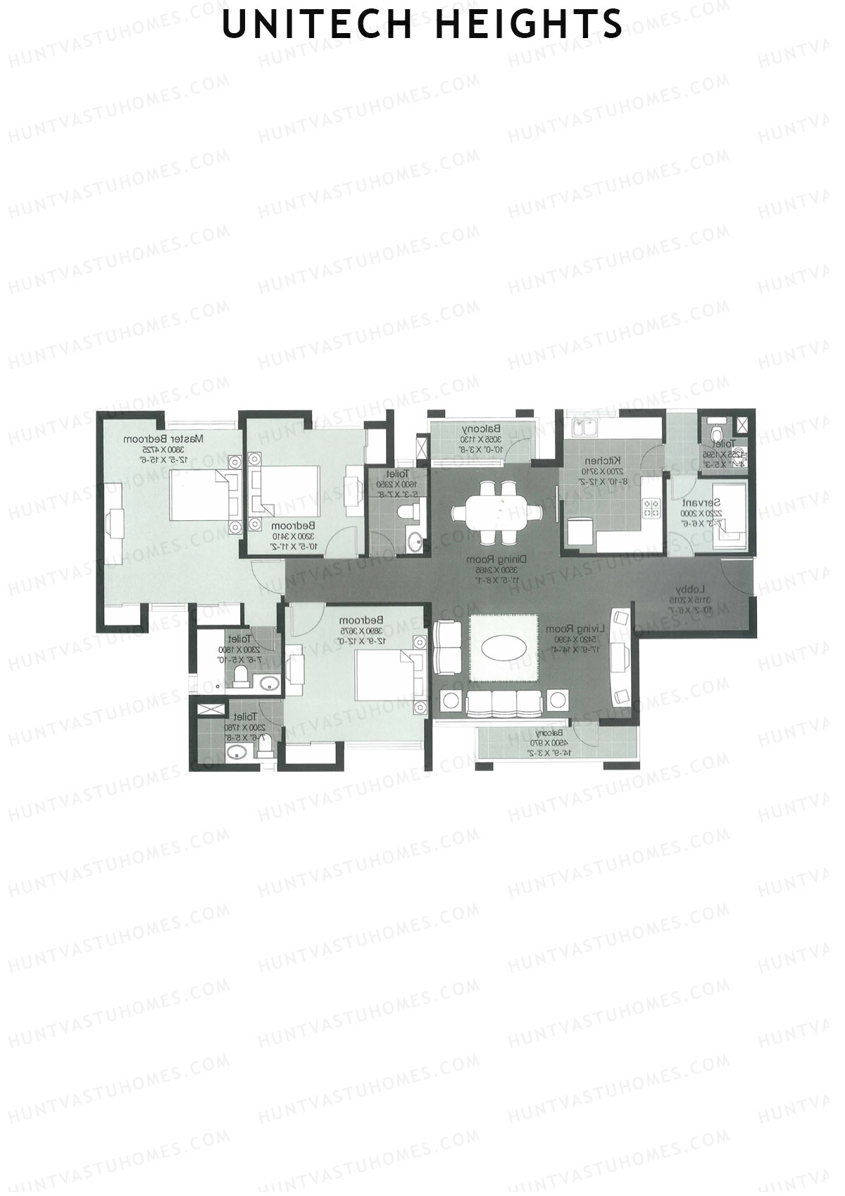 Unitech Heights Tower T5 Unit 1 (Type A1) Floor Plan