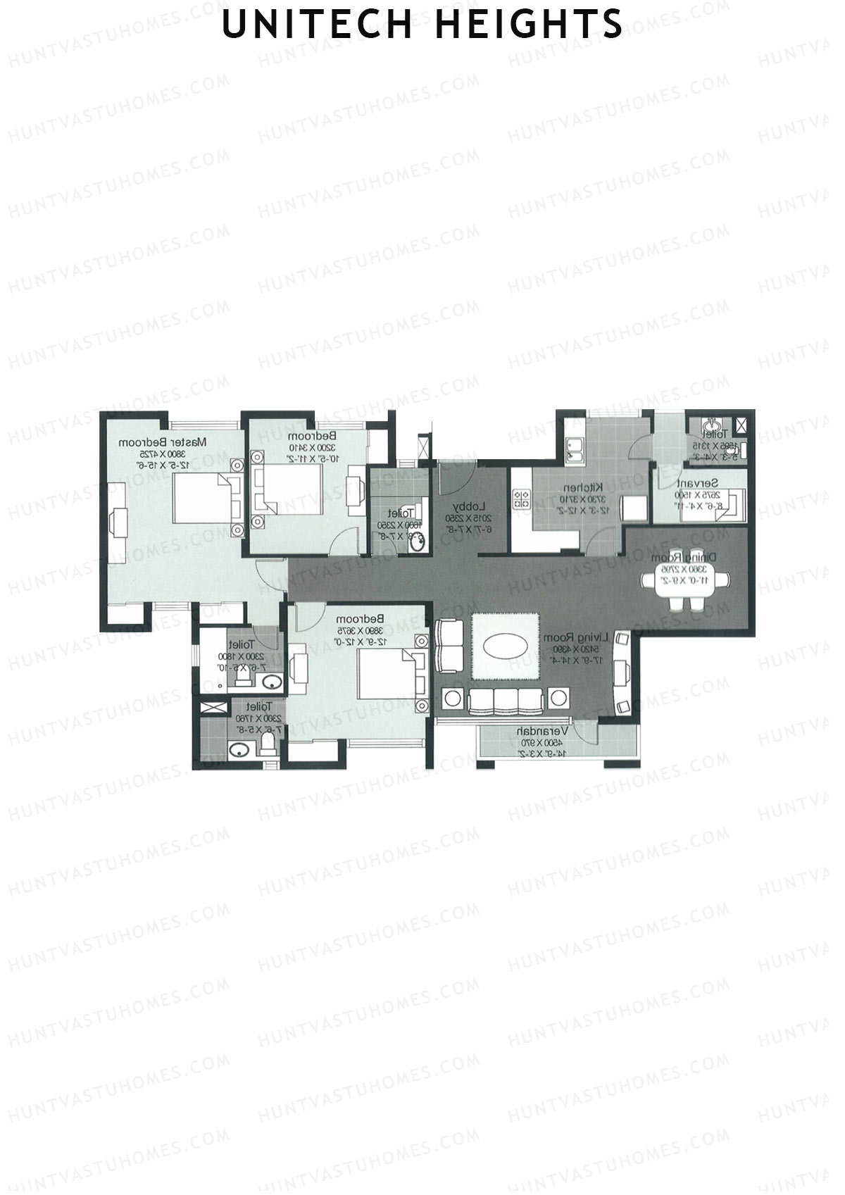 Unitech Heights Tower T6 Unit 1 (Type A4) Floor Plan
