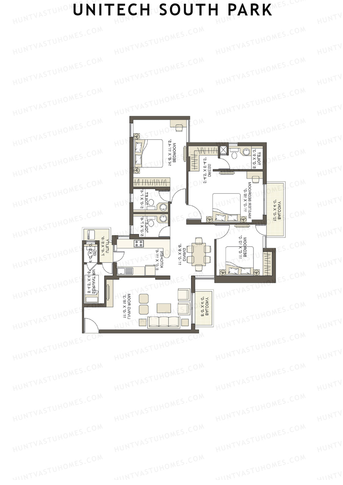Unitech South Park Tower A4 Unit 3 (Type X2) Floor Plan