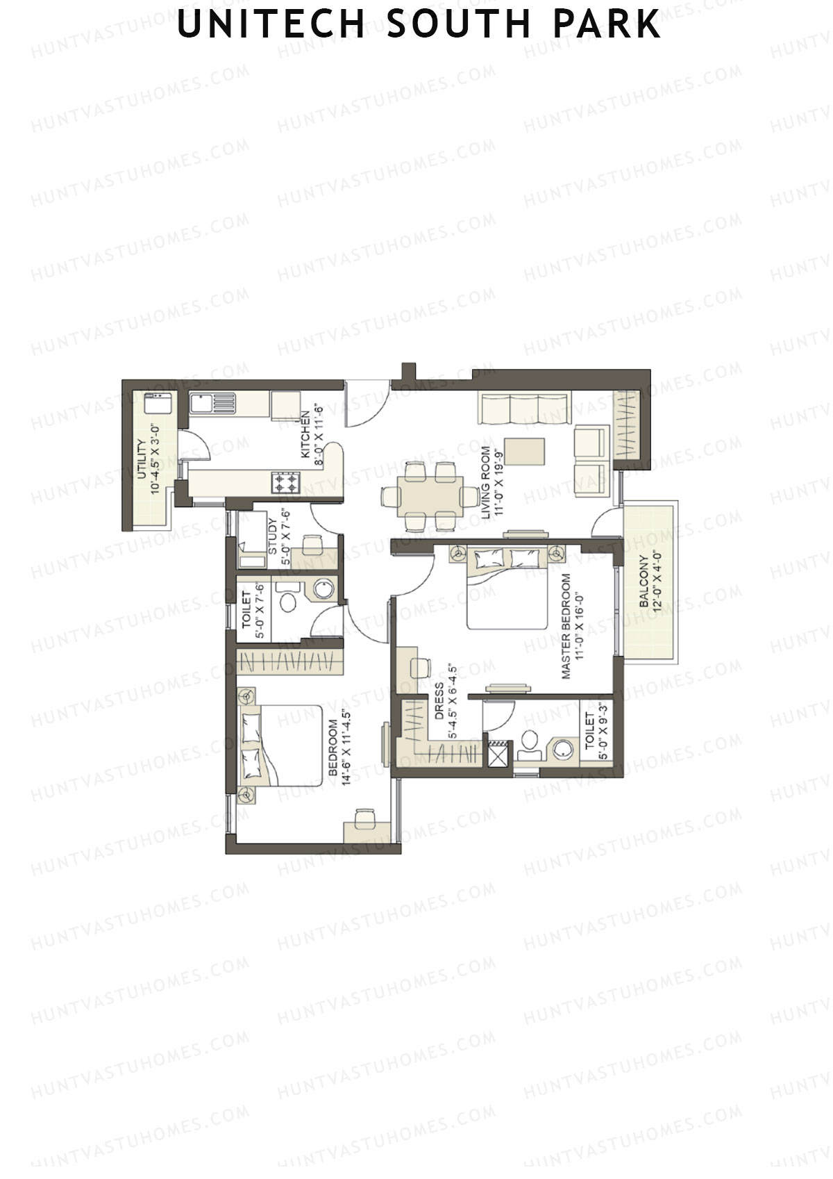 Unitech South Park Tower A5 Unit 4 (Type Y2) Floor Plan
