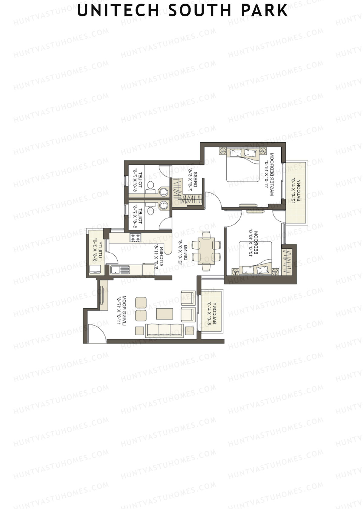 Unitech South Park Tower B1 Unit 1 (Type Y1) Floor Plan