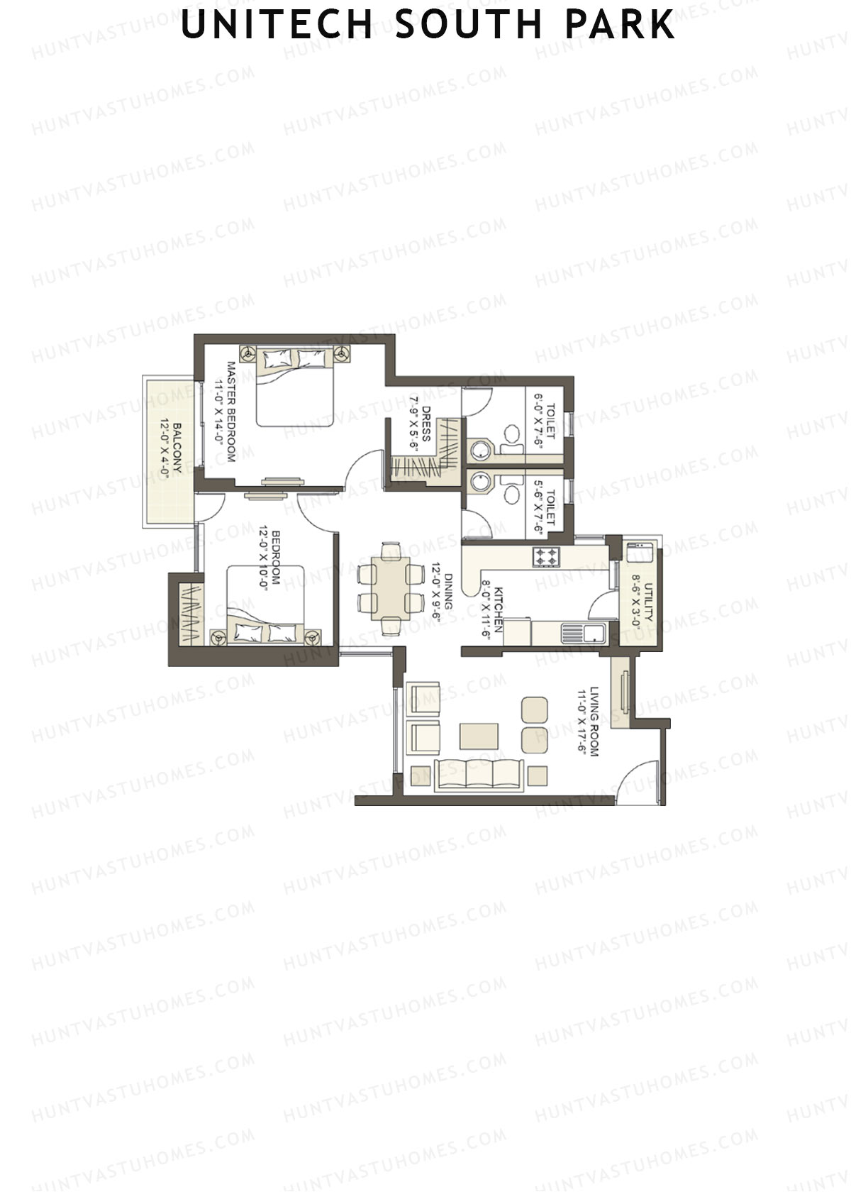 Unitech South Park Tower B2 Unit 4 (Type Y5) Floor Plan