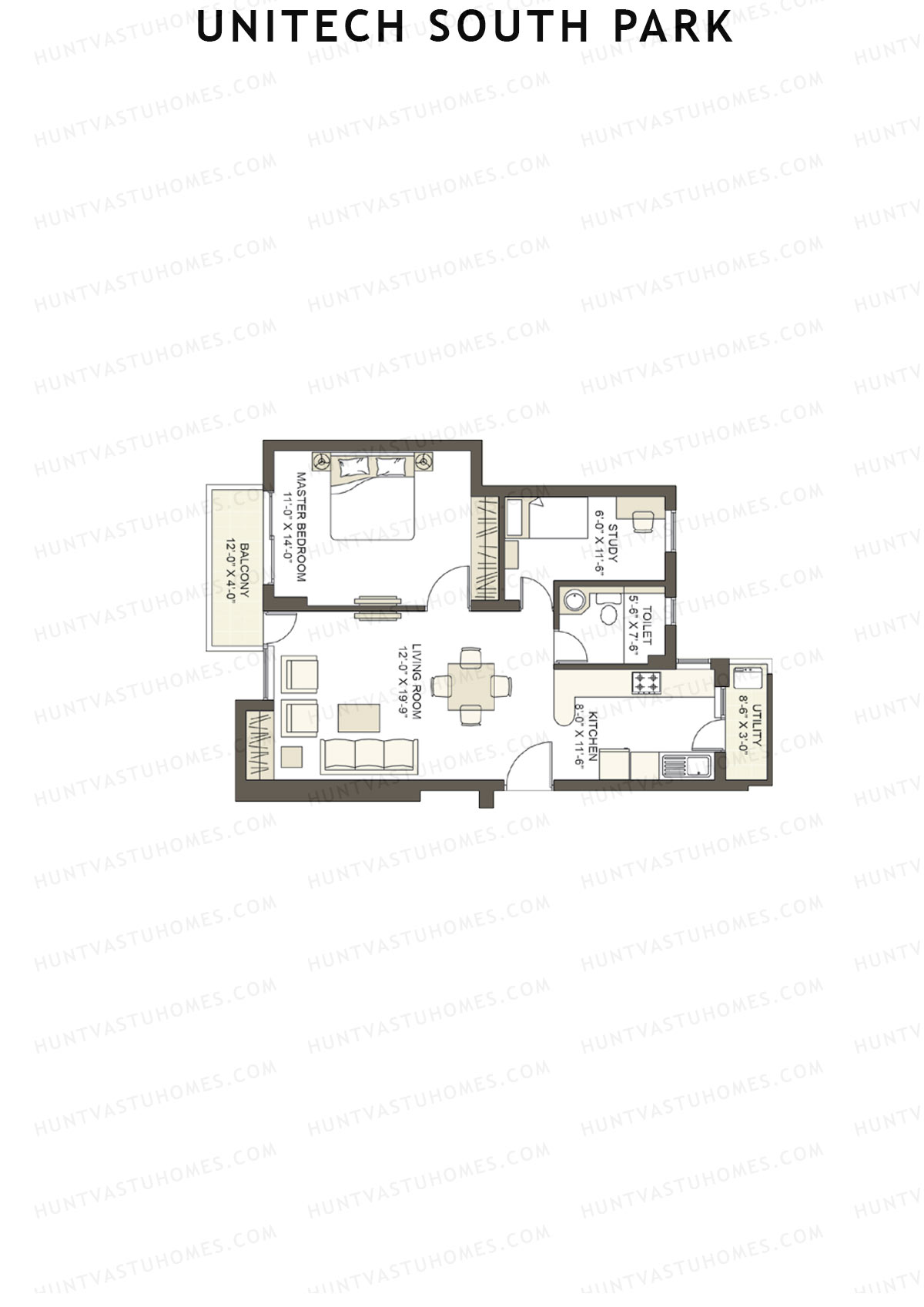 Unitech South Park Tower B2 Unit 4 (Type Z1) Floor Plan