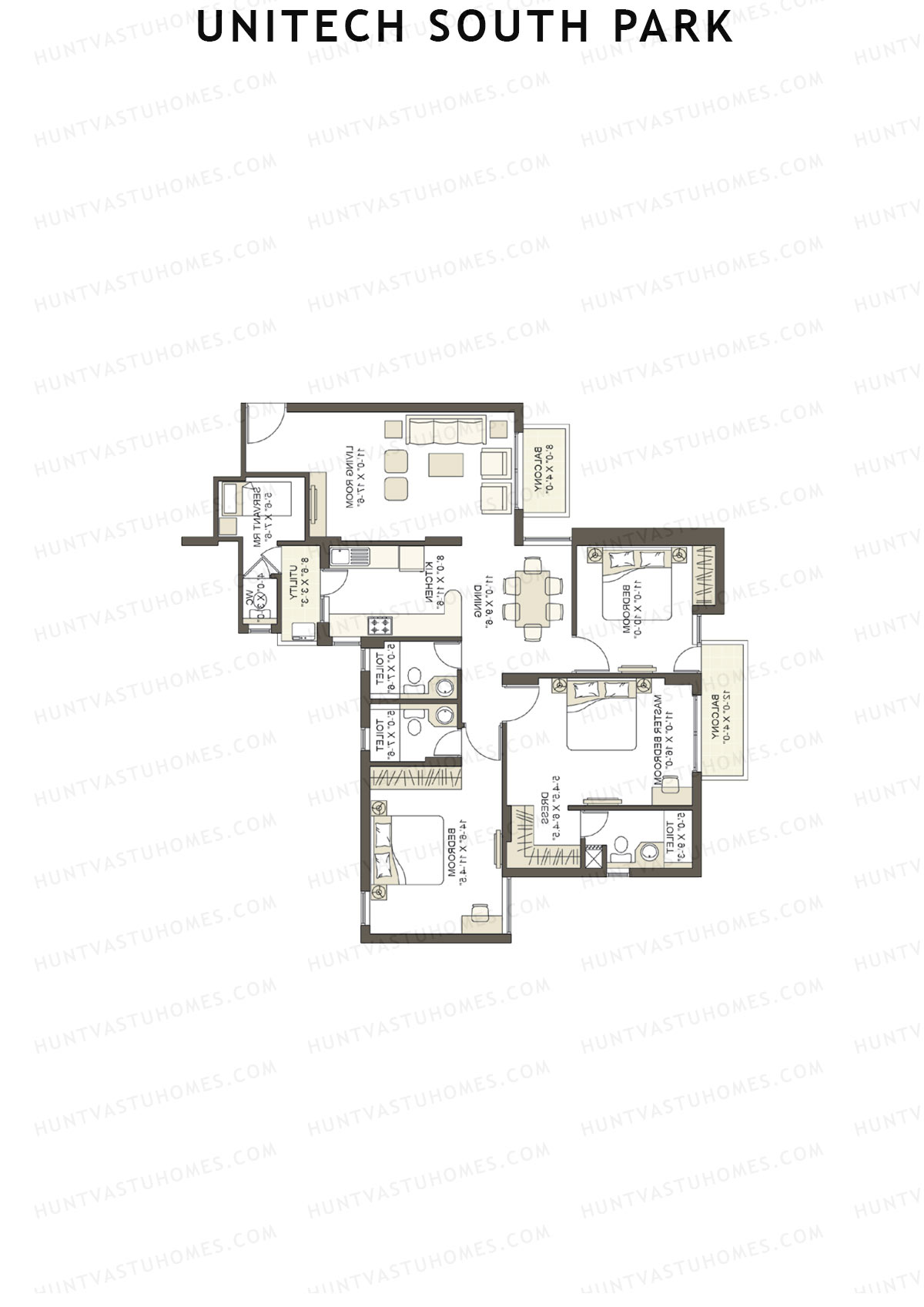 Unitech South Park Tower B4 Unit 2 (Type X1) Floor Plan