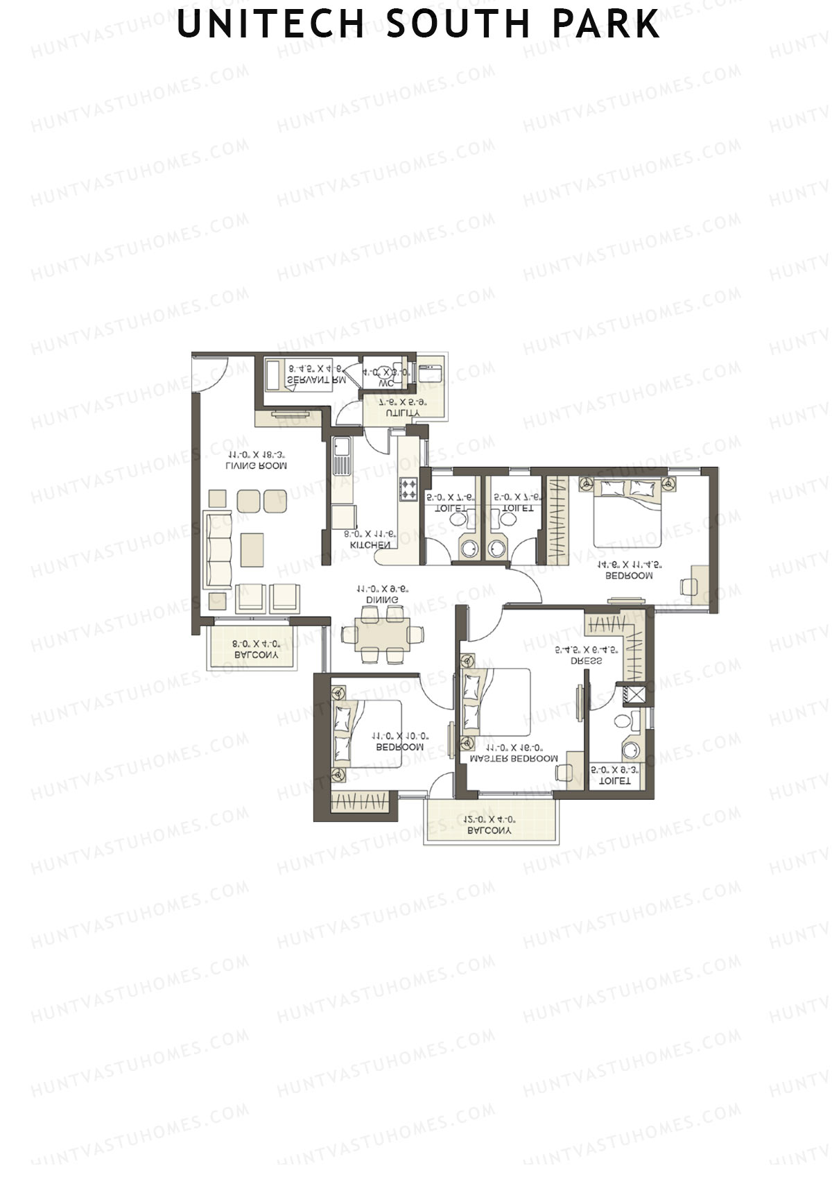 Unitech South Park Tower C1 Unit 1 (Type X2) Floor Plan