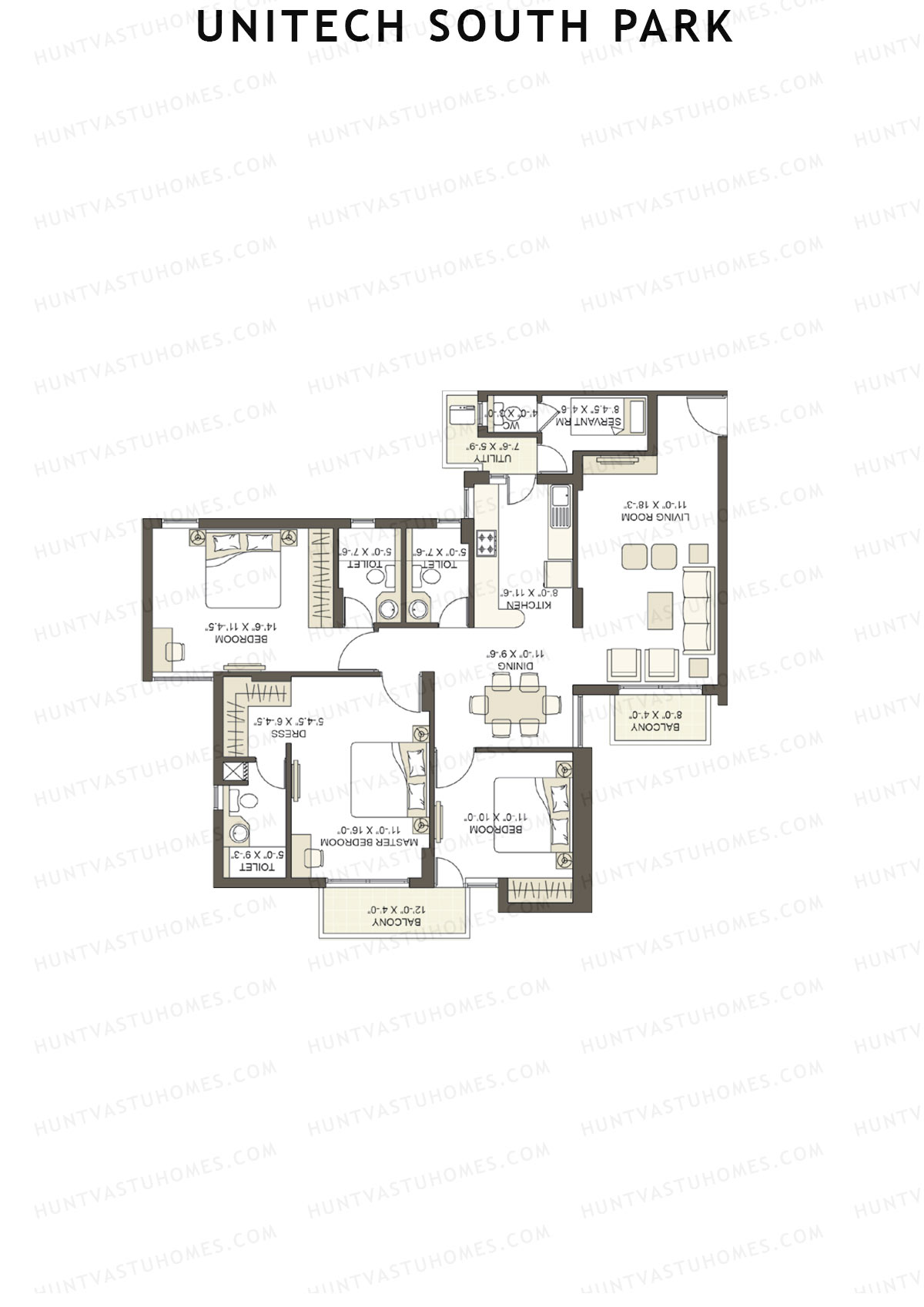 Unitech South Park Tower C1 Unit 2 (Type X2) Floor Plan