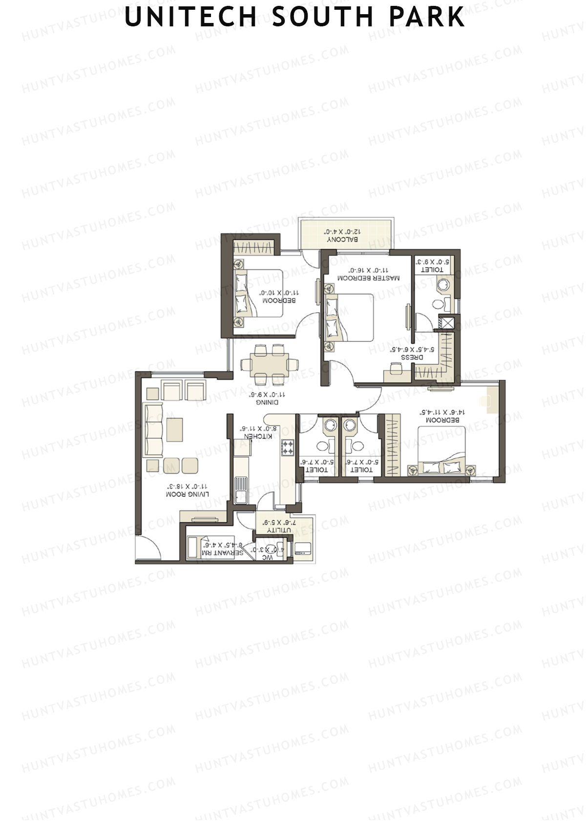 Unitech South Park Tower C1 Unit 4 (Type X6) Floor Plan