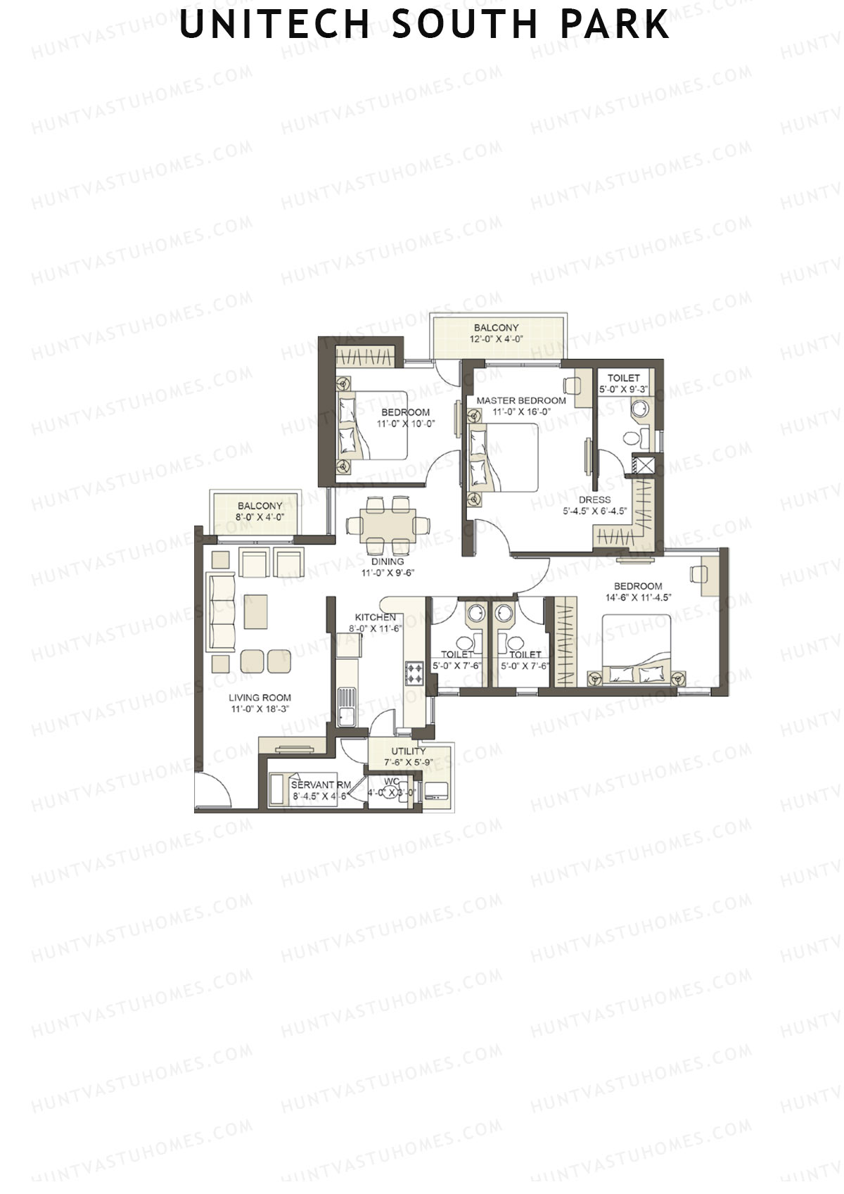 Unitech South Park Tower C2 Unit 4 (Type X2) Floor Plan