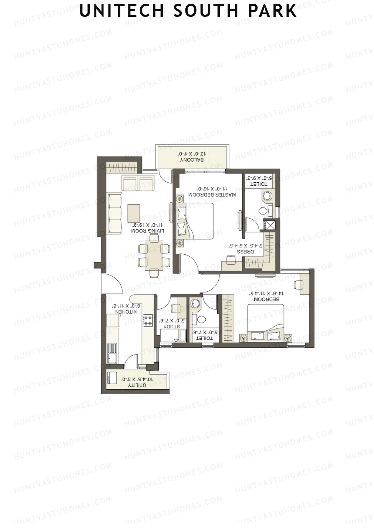 Unitech South Park Tower C2 Unit 4 (Type Y2) Floor Plan