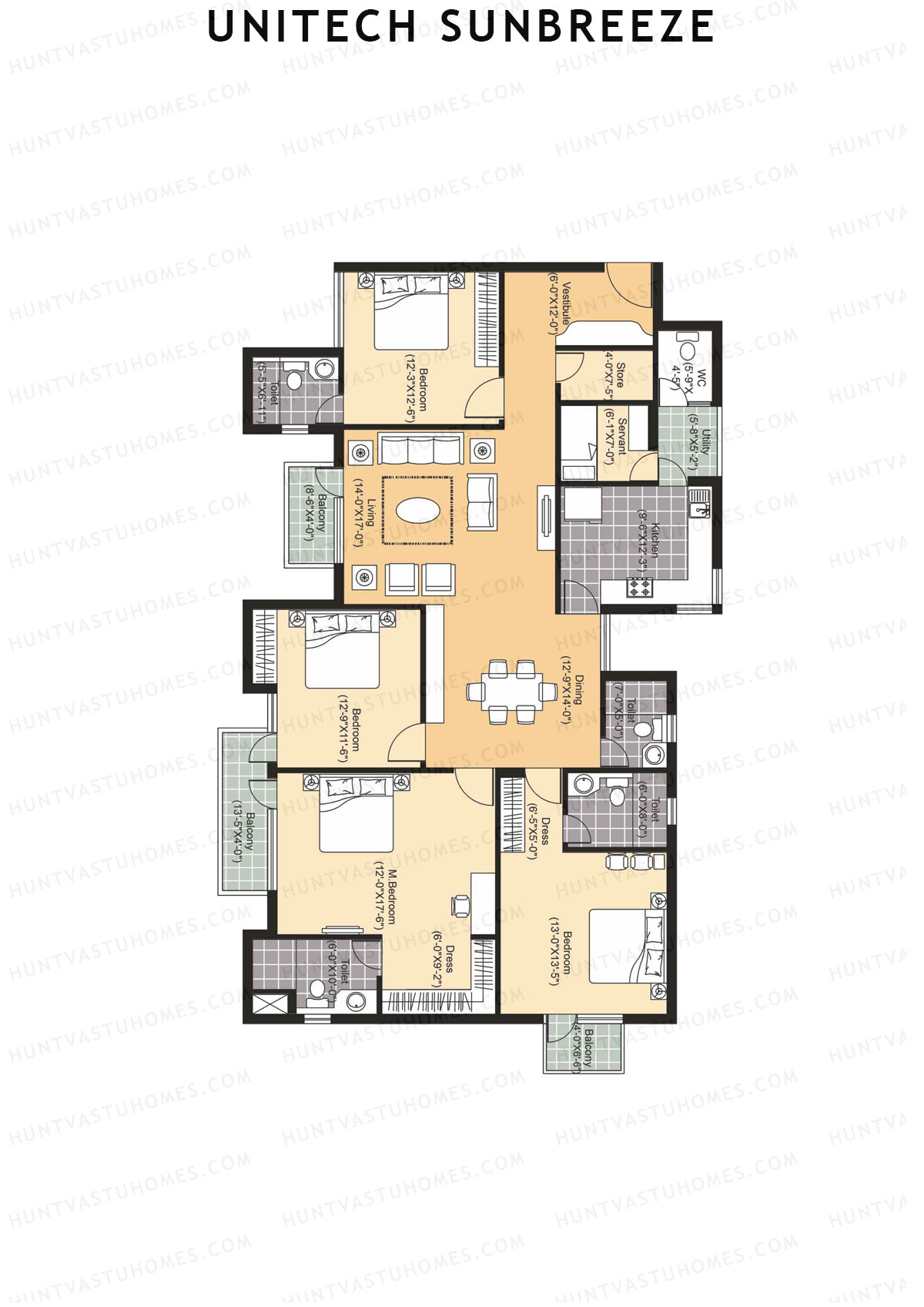 Unitech Sunbreeze Cedar C1 Unit 1 (Type X1) Floor Plan