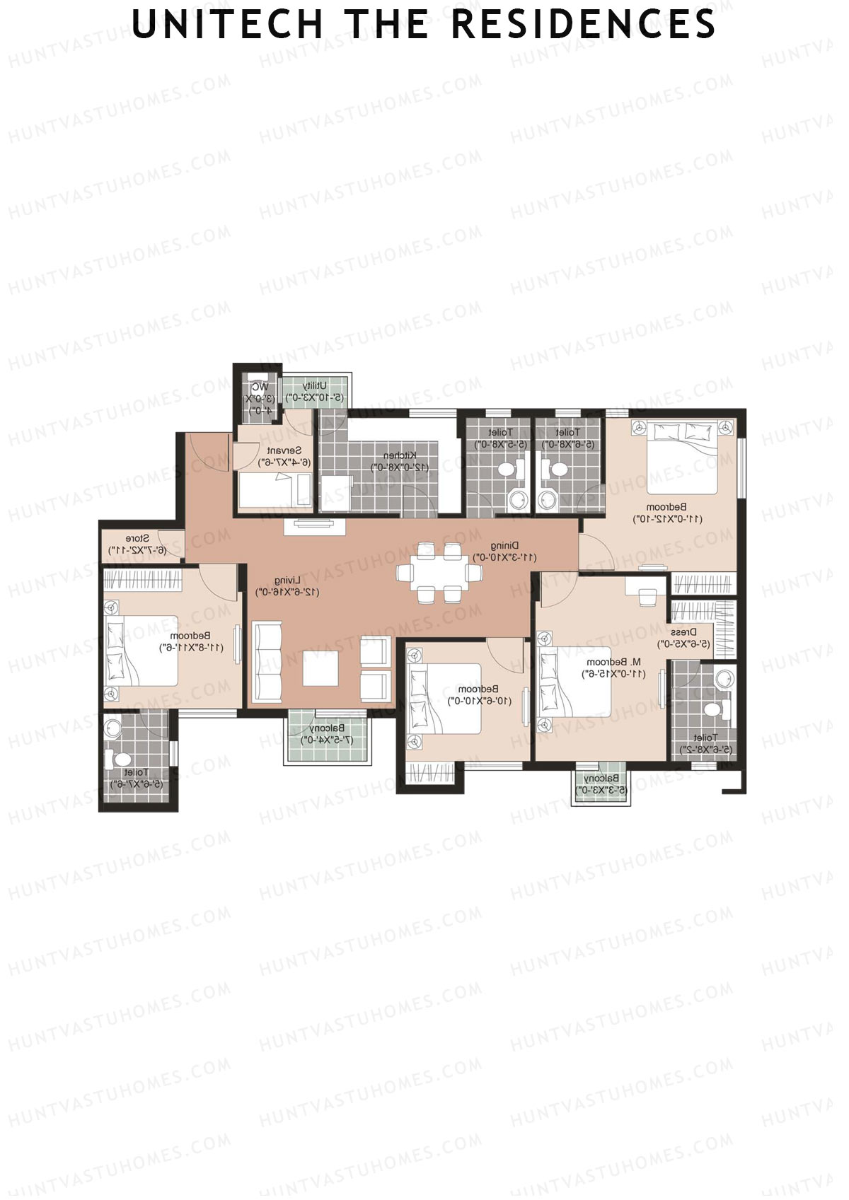 Unitech The Residences Dione D1 Unit 1 (Type X1) Floor Plan