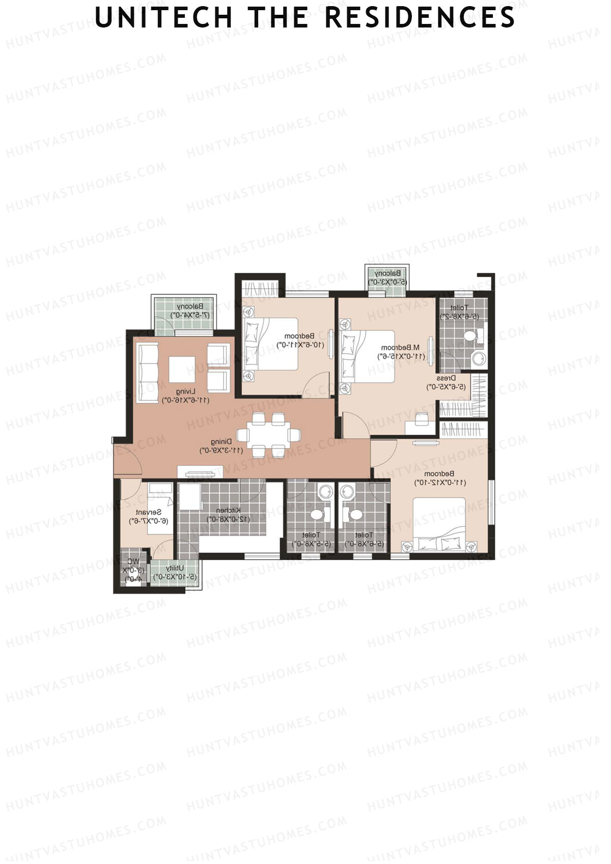 Unitech The Residences Dione D1 Unit 4 (Type Y3) Floor Plan