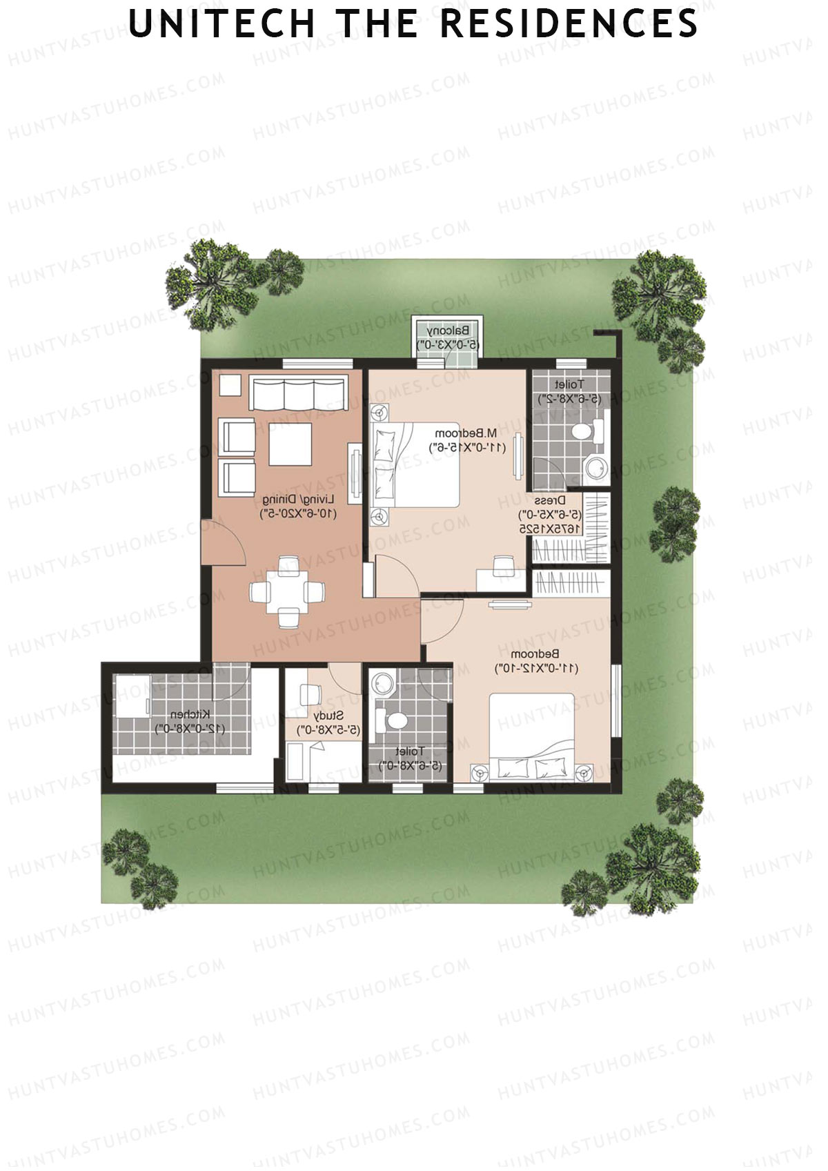 Unitech The Residences Dione D1 Unit 4 (Type Y6) Floor Plan