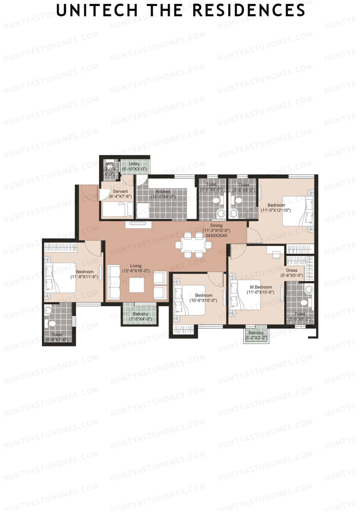 Unitech The Residences Dione D2 Unit 1 (Type X2) Floor Plan