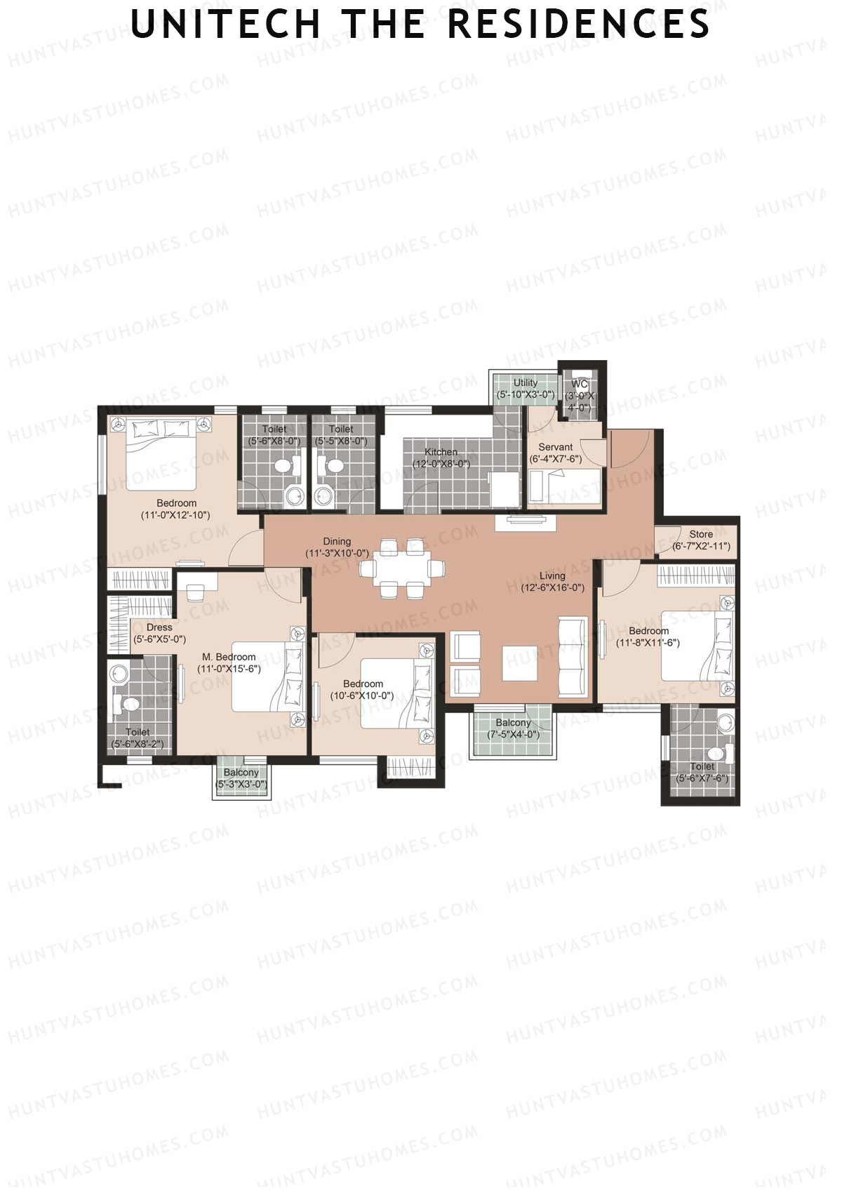 Unitech The Residences Dione D2 Unit 2 (Type X1) Floor Plan