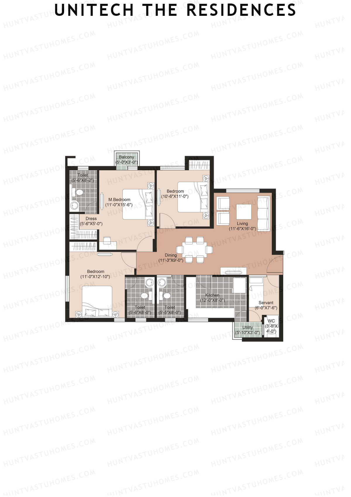 Unitech The Residences Dione D2 Unit 3 (Type Y5) Floor Plan