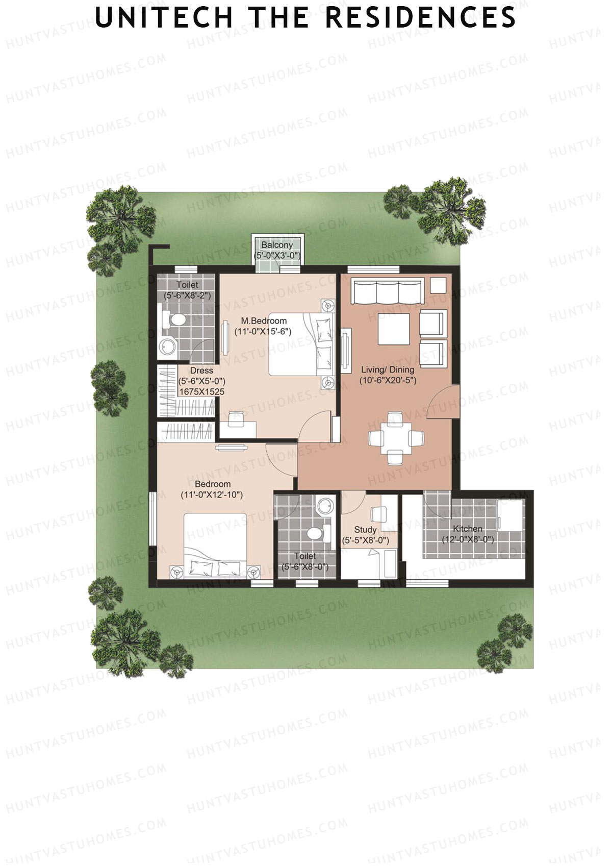 Unitech The Residences Dione D2 Unit 3 (Type Y6) Floor Plan