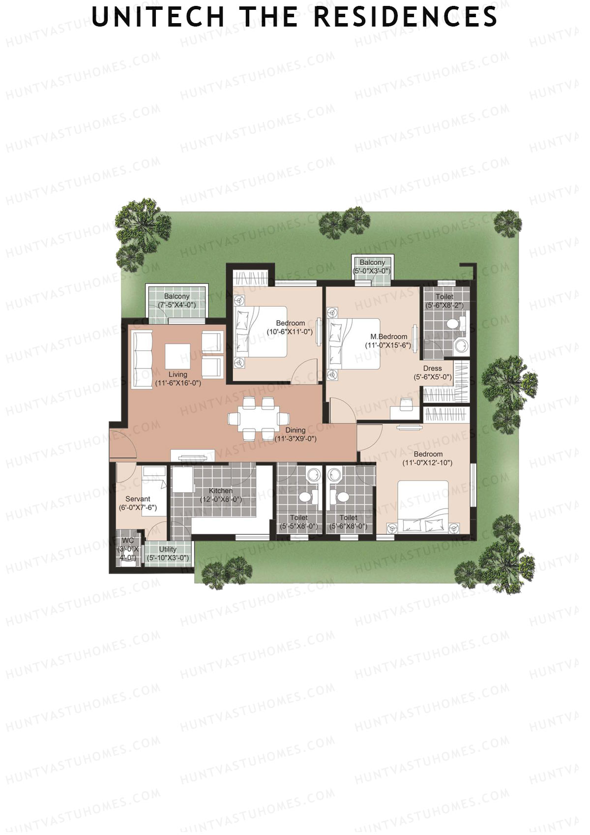 Unitech The Residences Dione D2 Unit 4 (Type Y4) Floor Plan
