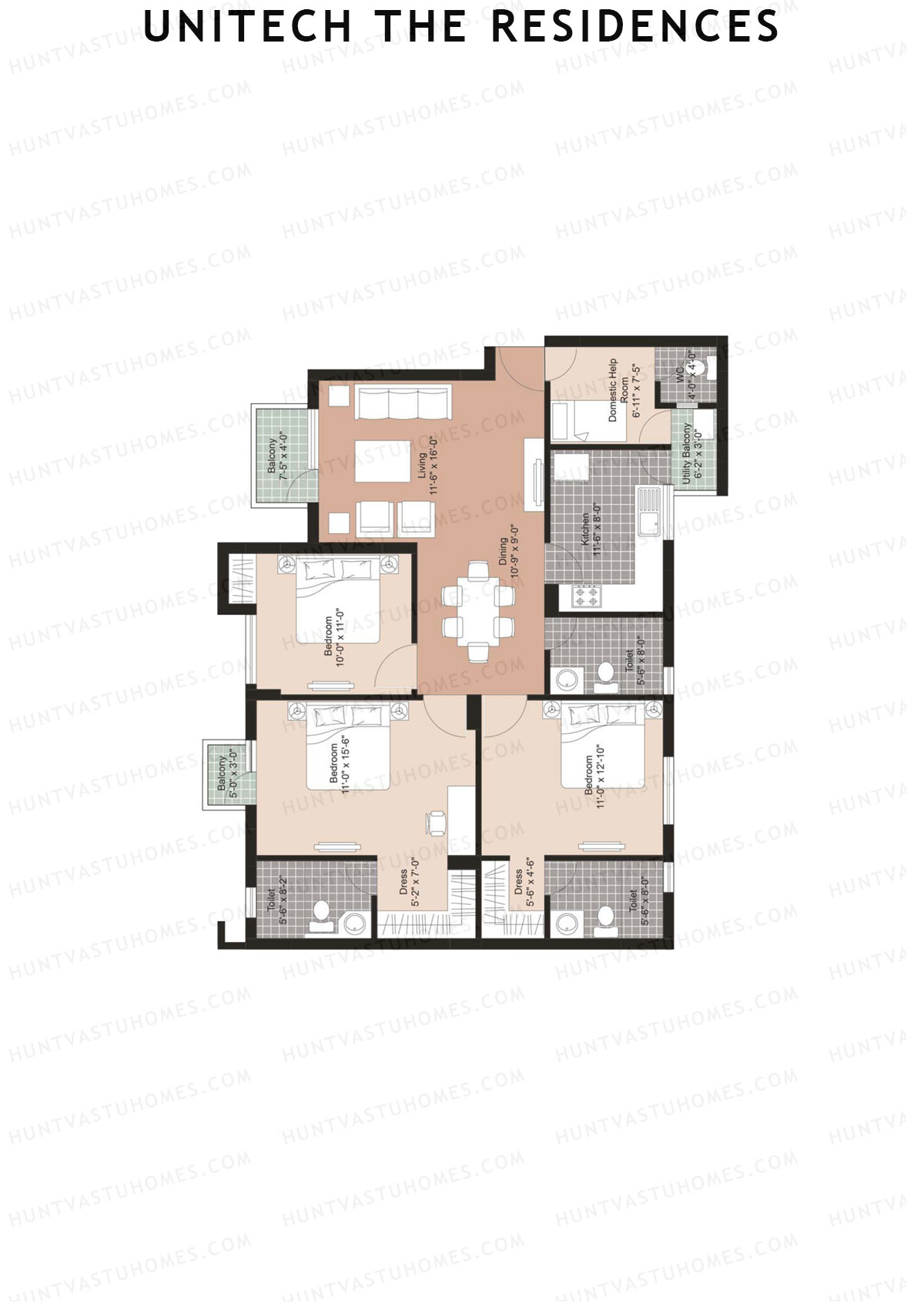 Unitech The Residences Europa E1 Unit 1 (Type Y1) Floor Plan