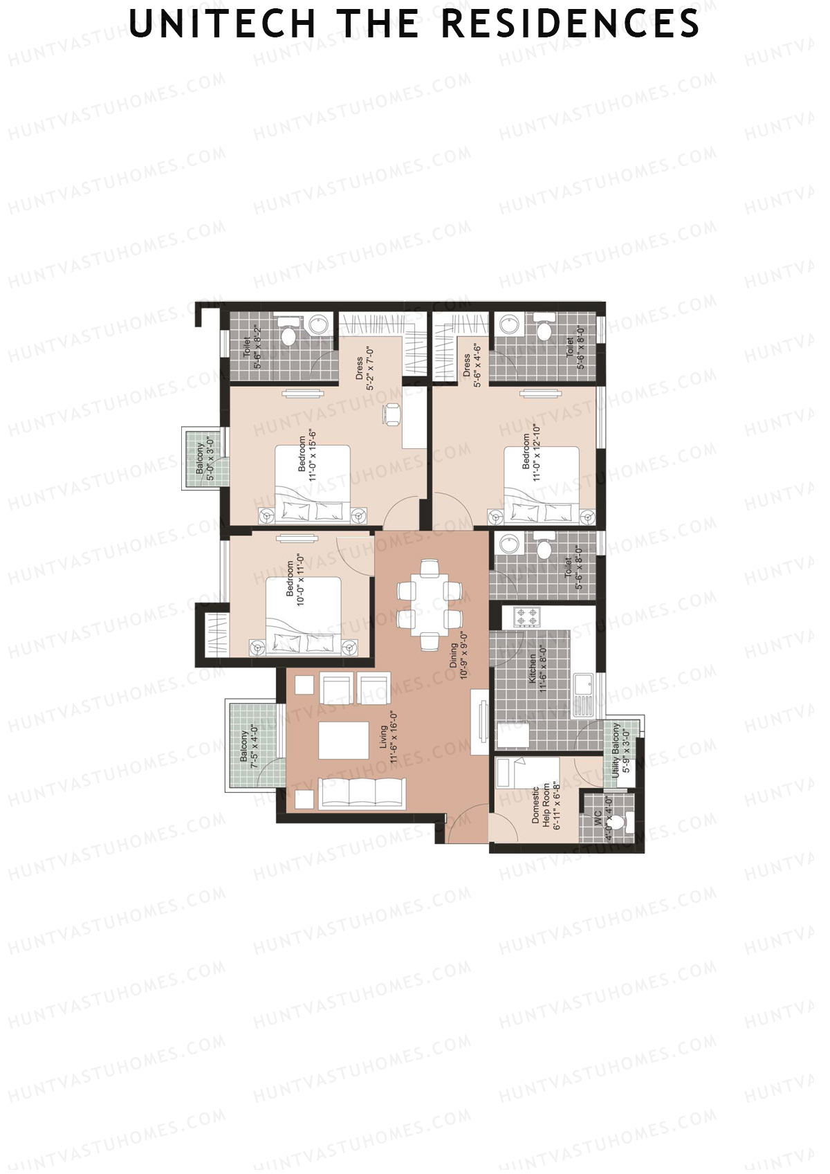 Unitech The Residences Europa E1 Unit 2 (Type Y2) Floor Plan