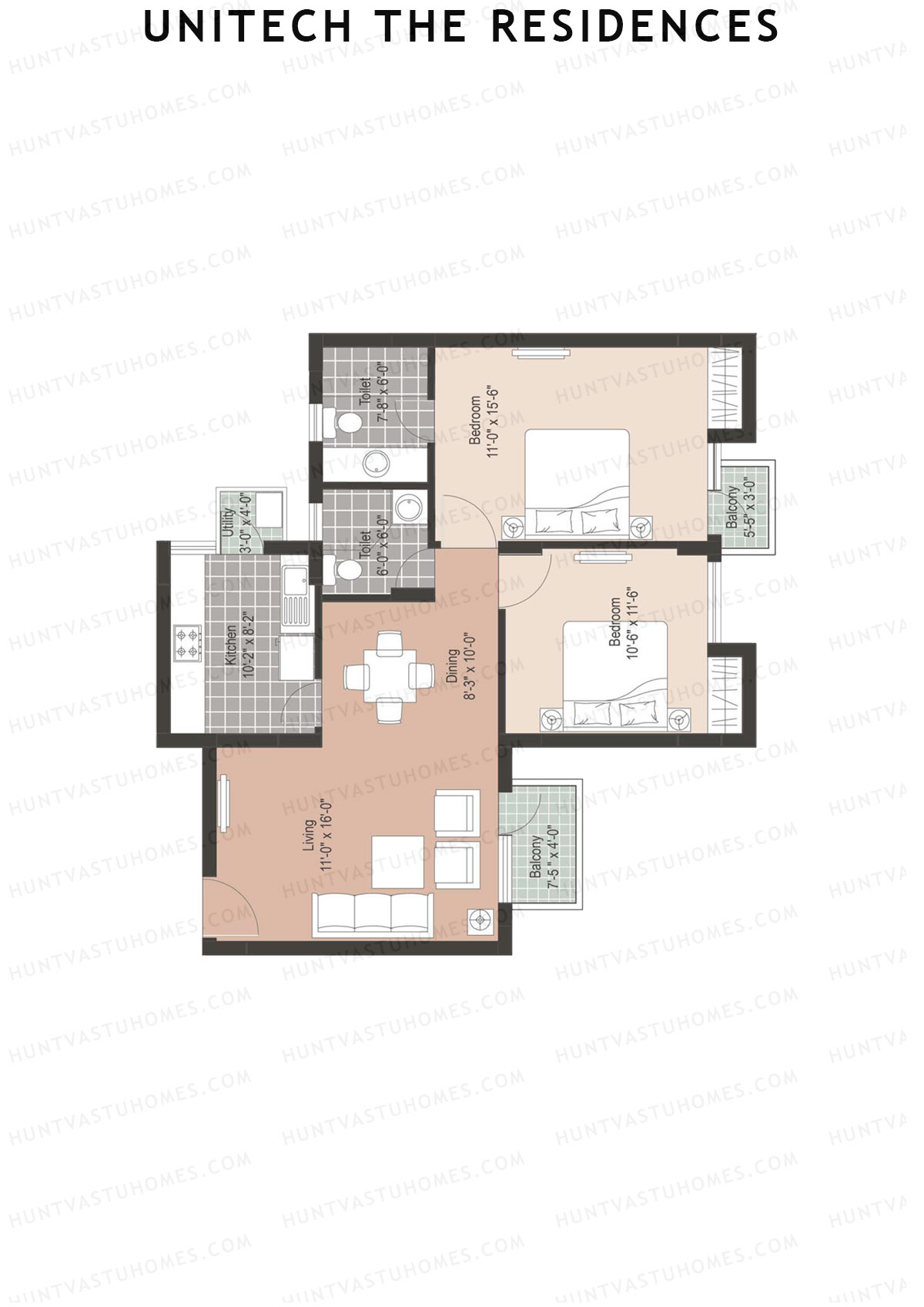 Unitech The Residences Europa E1 Unit 3 (Type Z2) Floor Plan