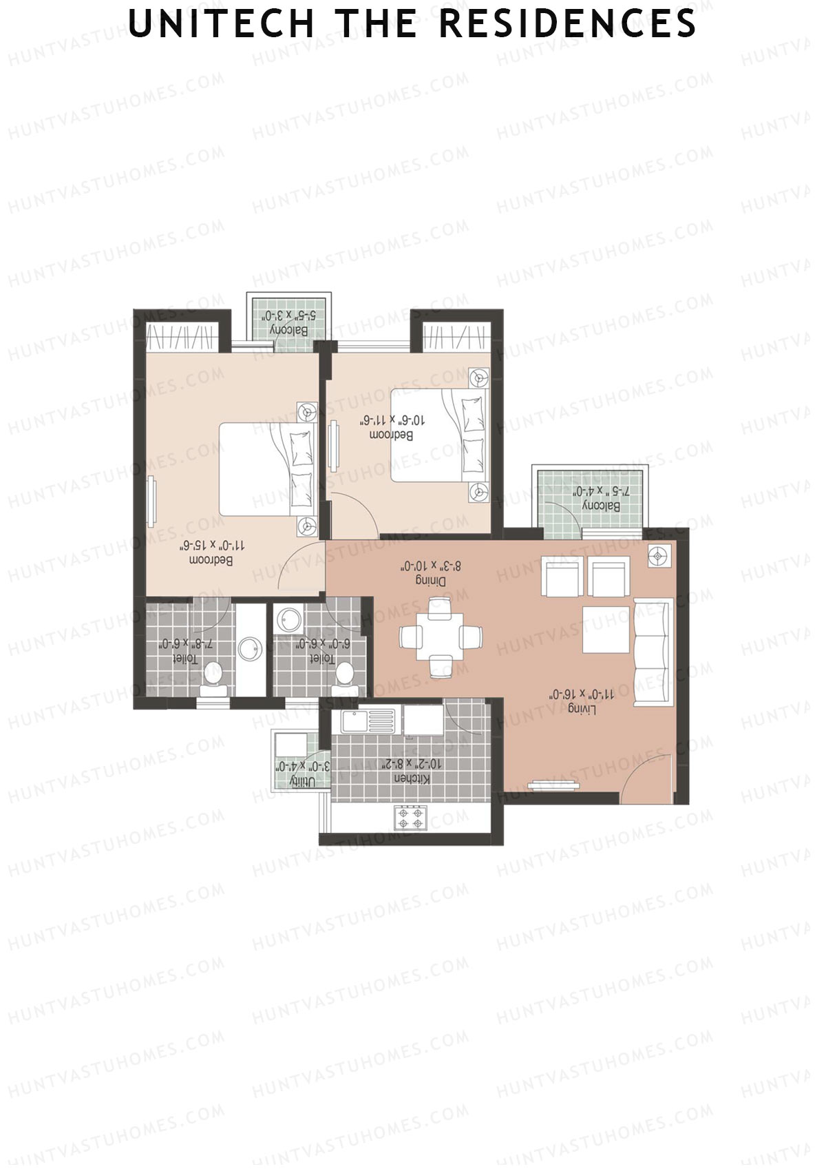 Unitech The Residences Fortuna F1 Unit 3 (Type Z2) Floor Plan