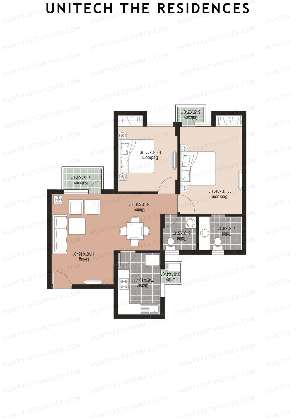 Unitech The Residences Fortuna F2 Unit 4 (Type Z1) Floor Plan