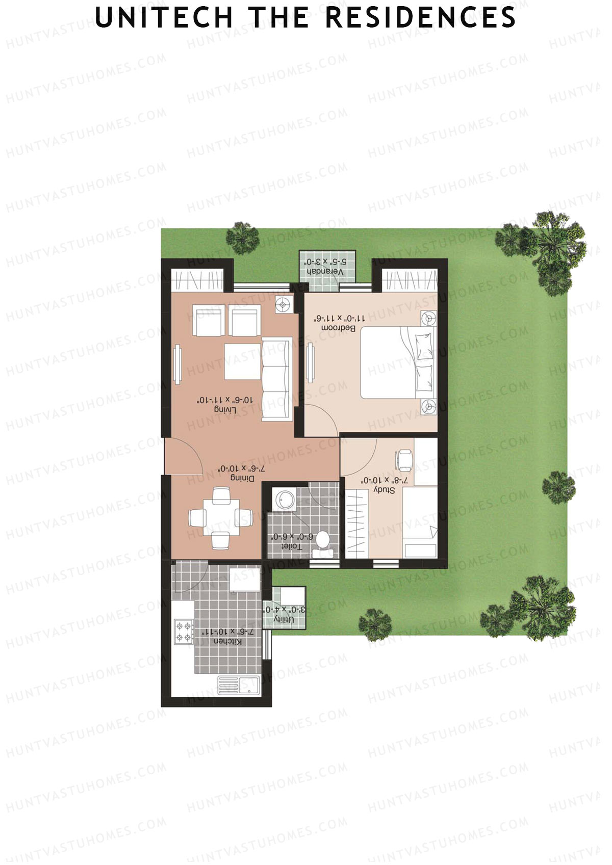 Unitech The Residences Fortuna F2 Unit 4 (Type Z5) Floor Plan