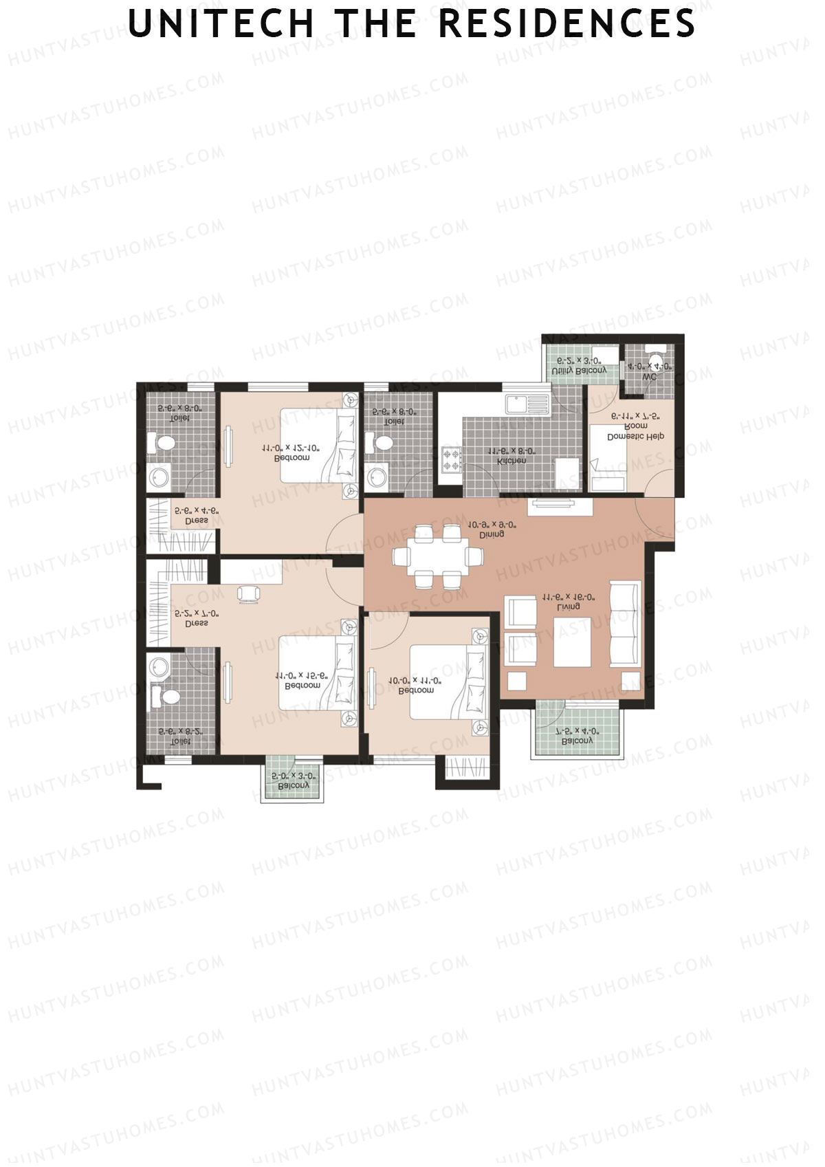 Unitech The Residences Fortuna F3 Unit 2 (Type Y1) Floor Plan
