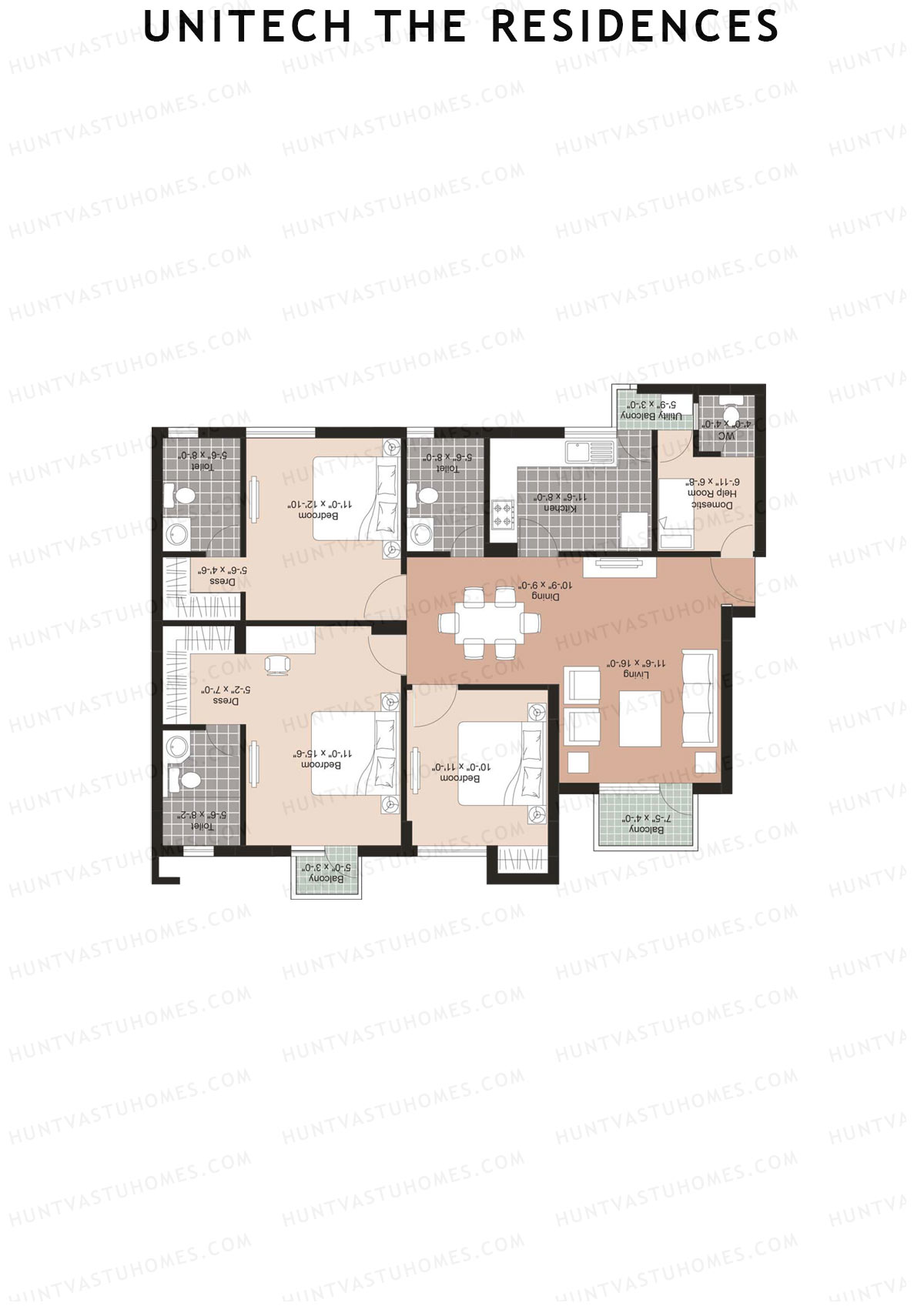 Unitech The Residences Graces G1 Unit 2 (Type Y2) Floor Plan