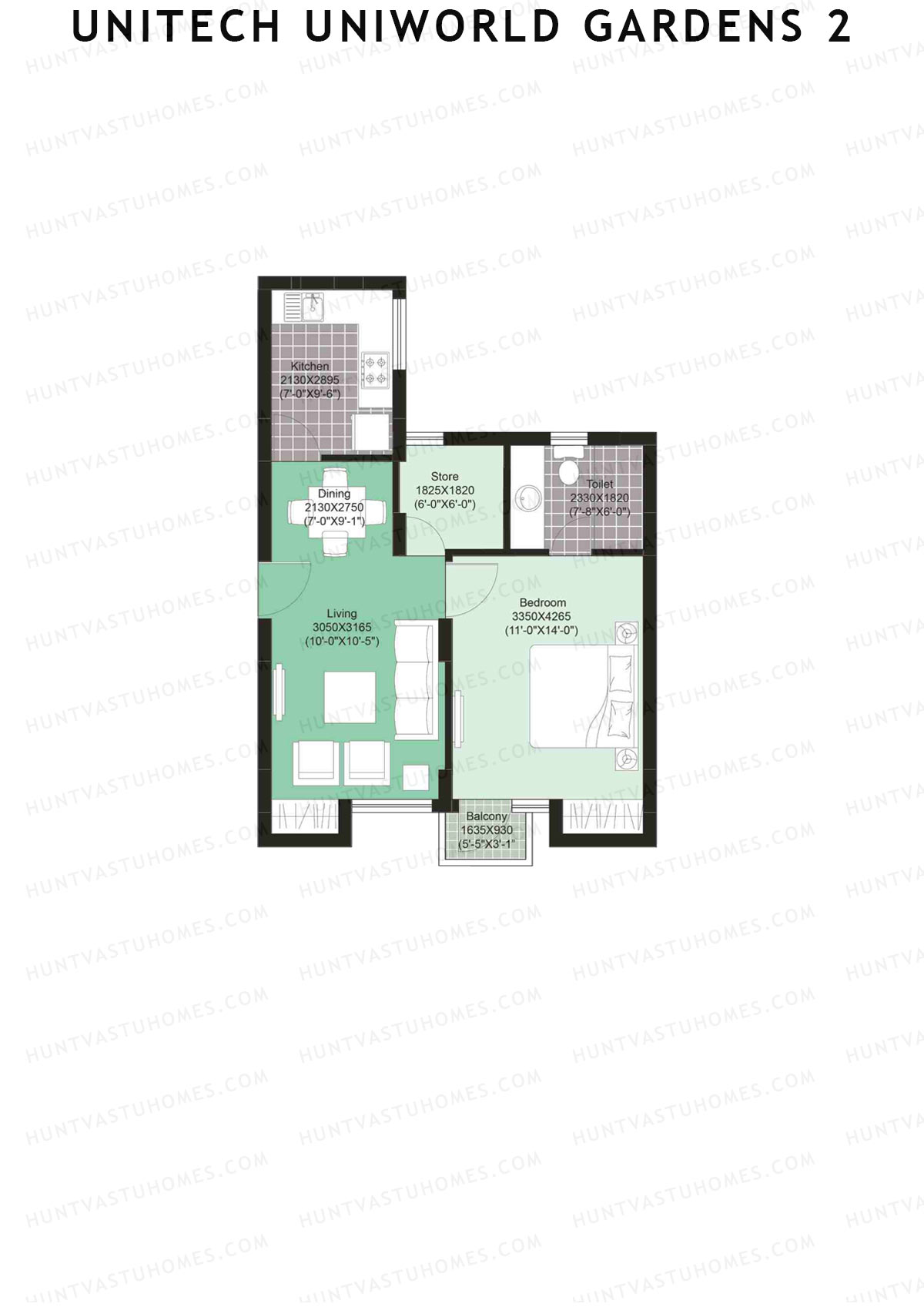 Unitech Uniworld Gardens 2 Tower A1 Unit 3 (Type Z3) Floor Plan