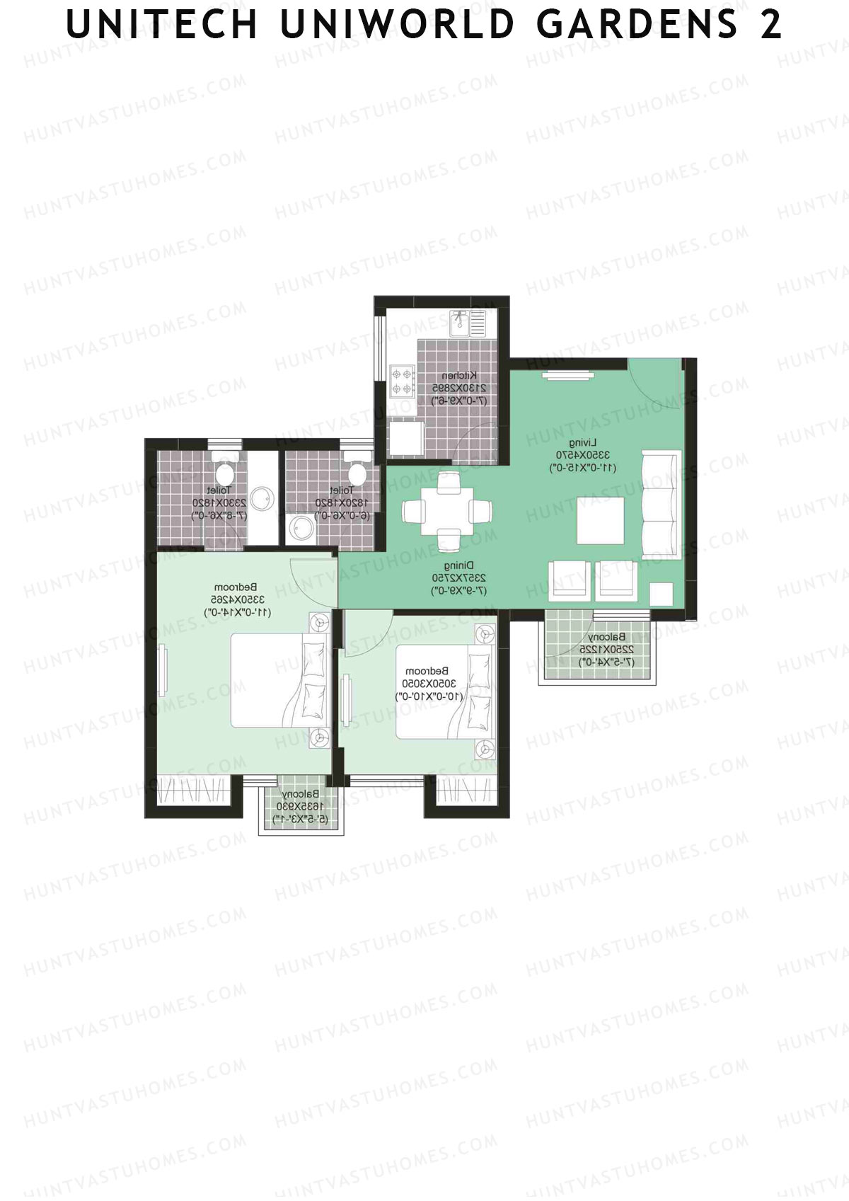 Unitech Uniworld Gardens 2 Tower A1 Unit 4 (Type Z1) Floor Plan