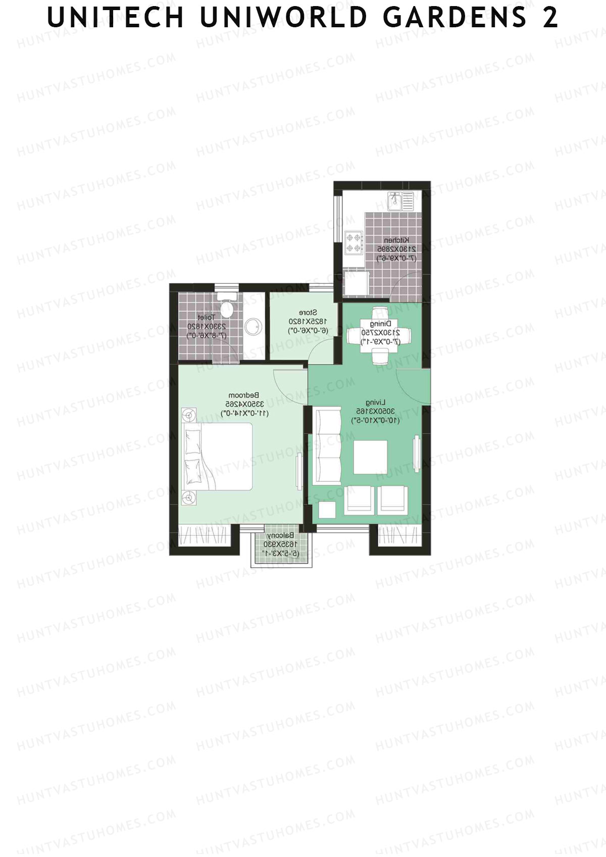 Unitech Uniworld Gardens 2 Tower A2 Unit 4 (Type Z3) Floor Plan