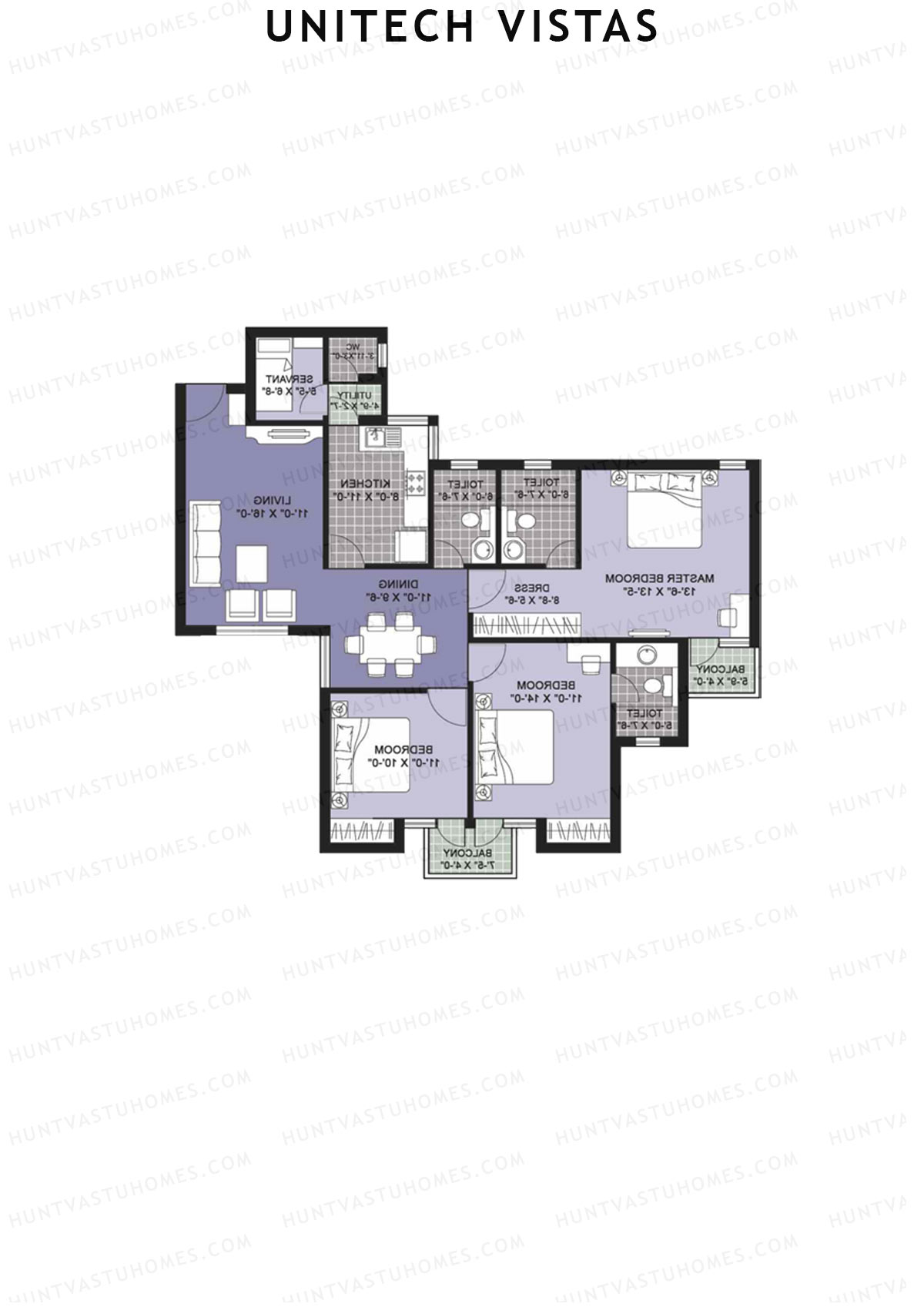 Unitech Vistas Block A10 Unit 3 (Type Y2) Floor Plan