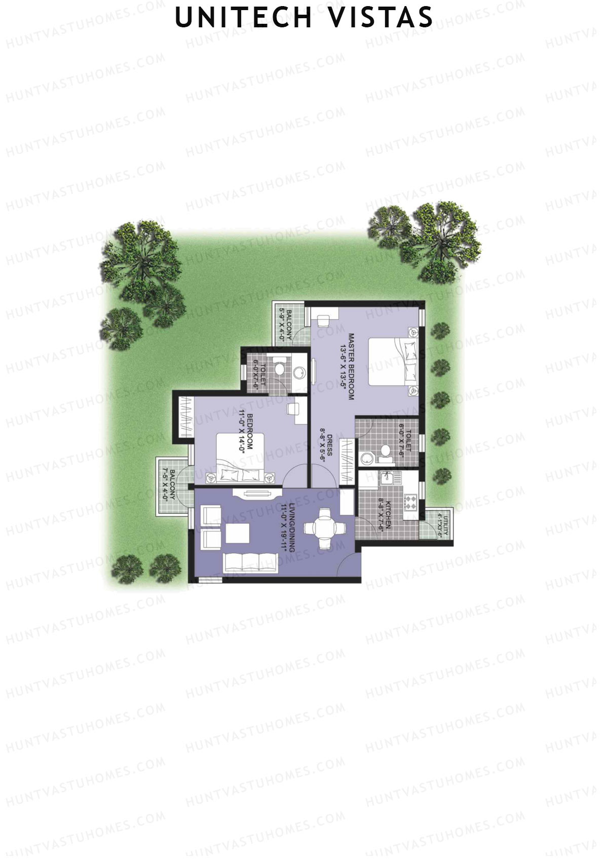 Unitech Vistas Block A1 Unit 4 (Type Z1) Floor Plan