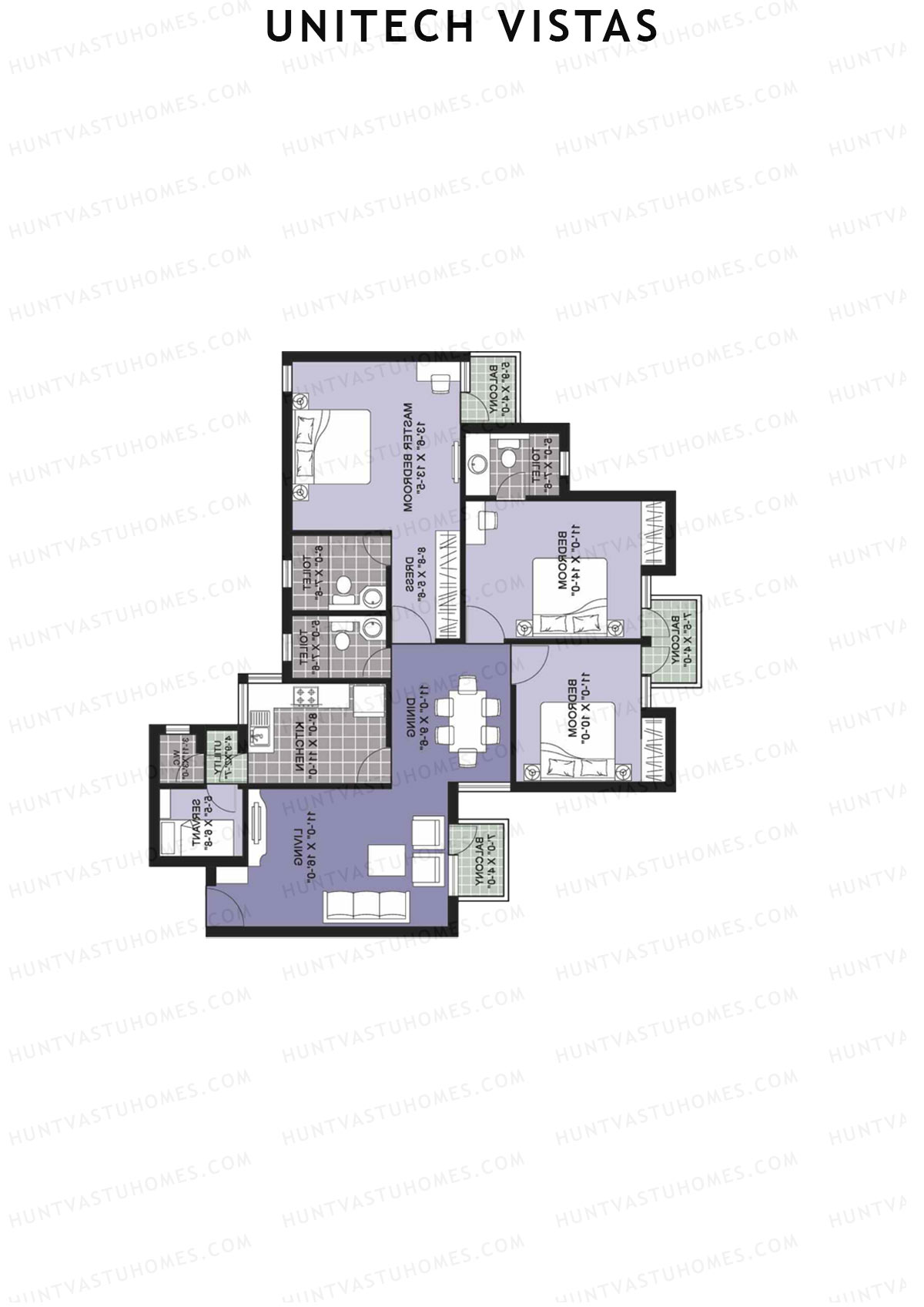 Unitech Vistas Block A2 Unit 1 (Type Y1) Floor Plan