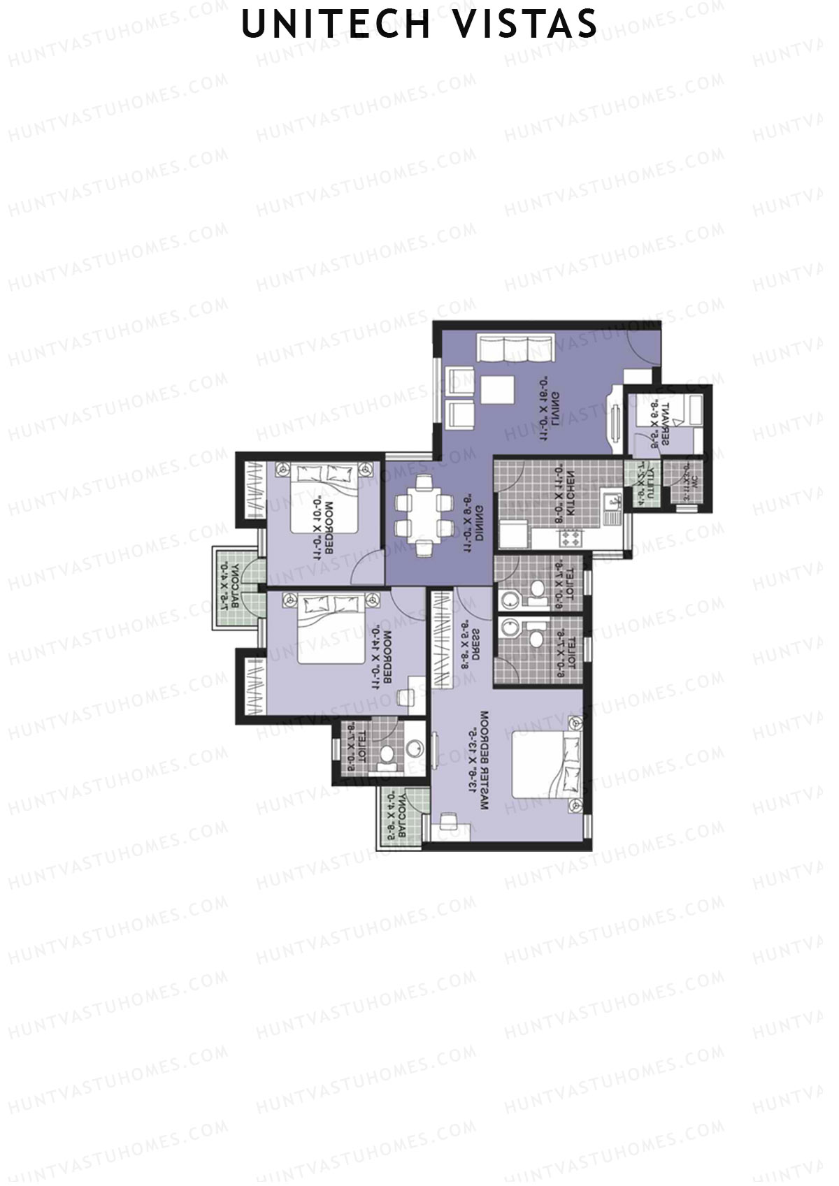 Unitech Vistas Block A2 Unit 3 (Type Y2) Floor Plan