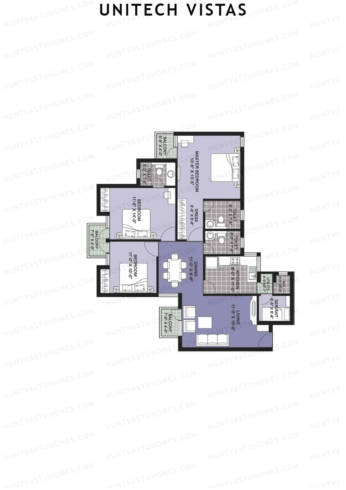 Unitech Vistas Block A2 Unit 4 (Type Y1) Floor Plan