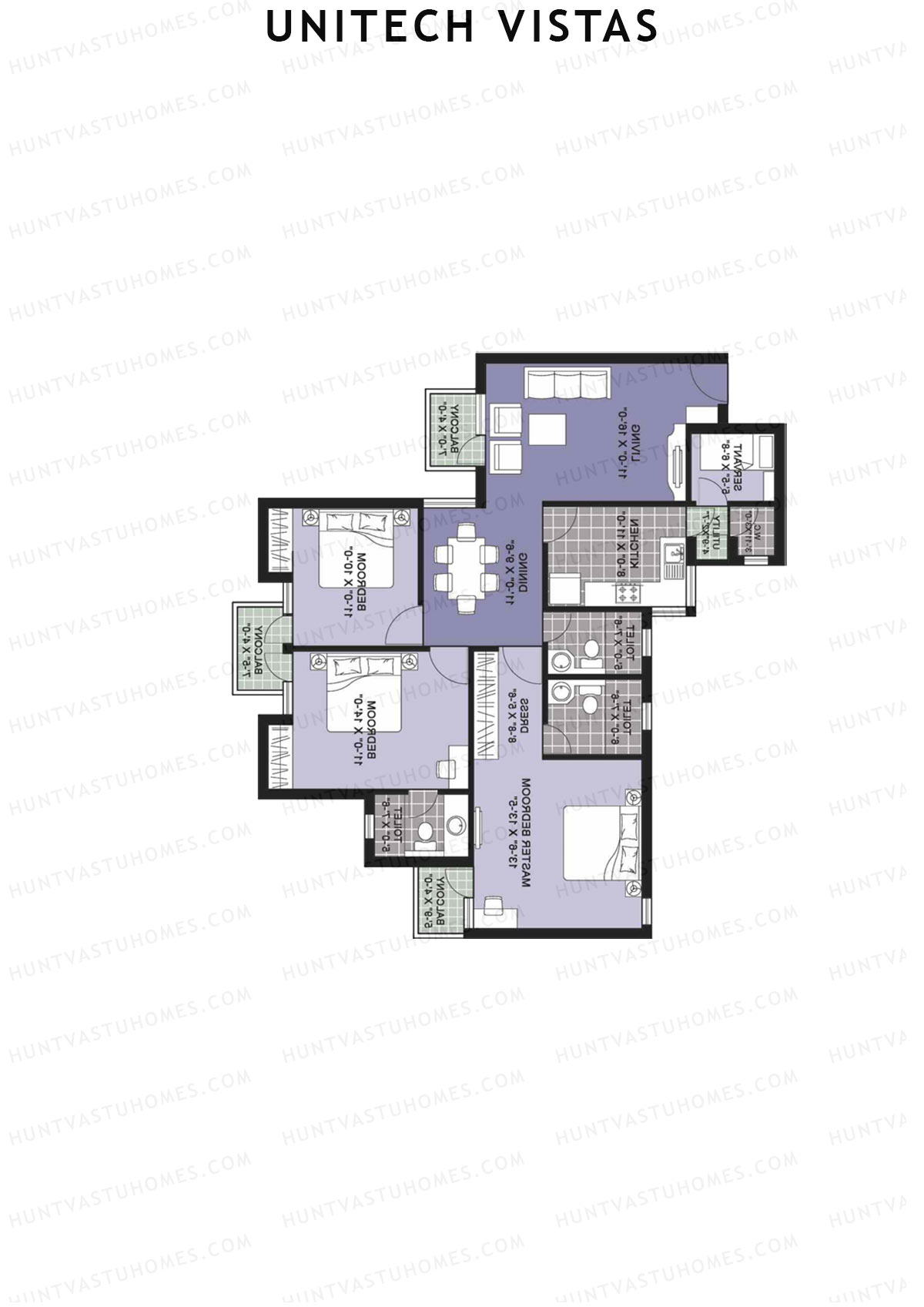 Unitech Vistas Block A8 Unit 1 (Type Y1) Floor Plan