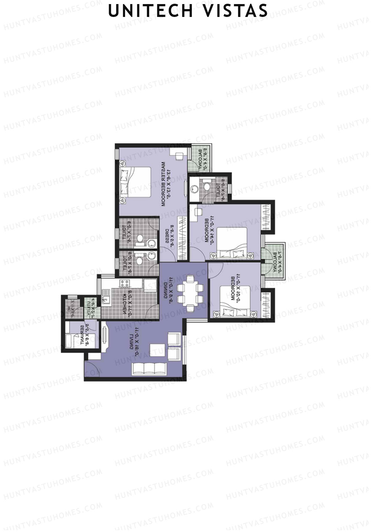 Unitech Vistas Block A8 Unit 3 (Type Y2) Floor Plan