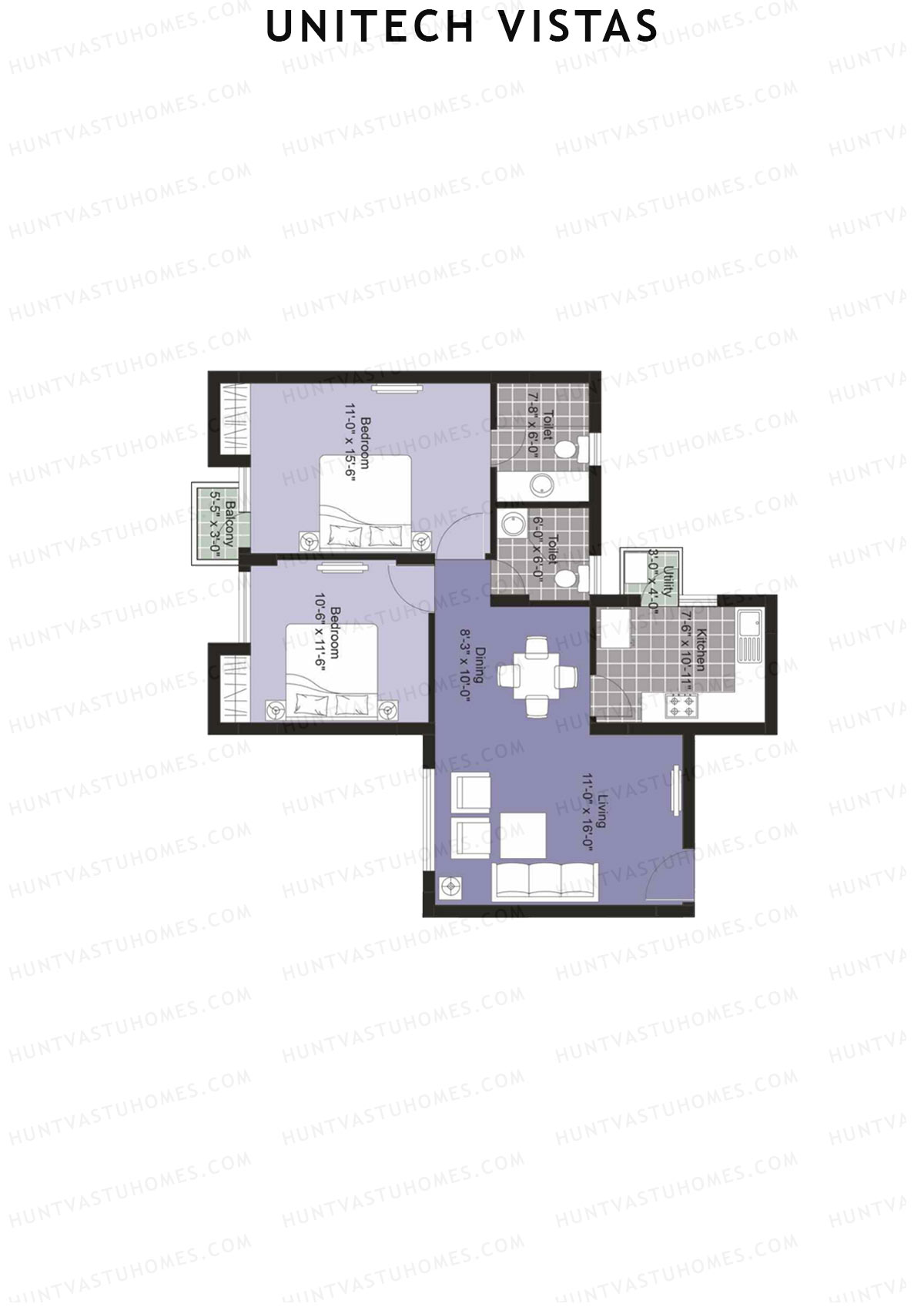 Unitech Vistas Block B1 Unit 4 (Type Z5) Floor Plan