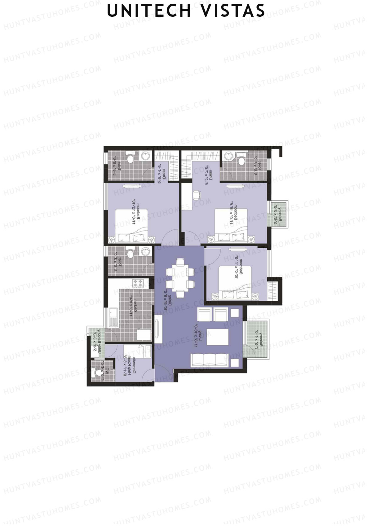 Unitech Vistas Block B2 Unit 1 (Type Y4) Floor Plan