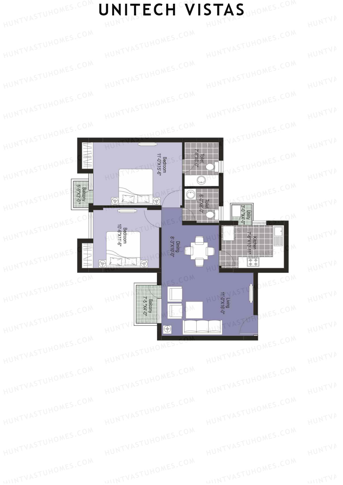 Unitech Vistas Block B3 Unit 4 (Type Z2) Floor Plan
