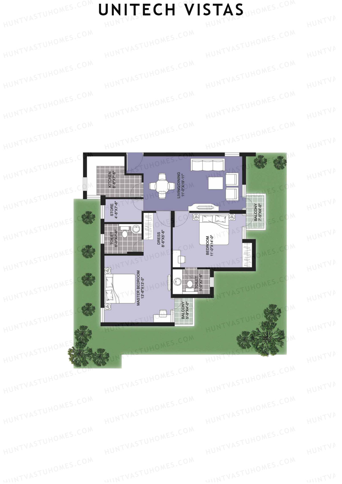 Unitech Vistas Block C1 Unit 3 (Type Z1) Floor Plan