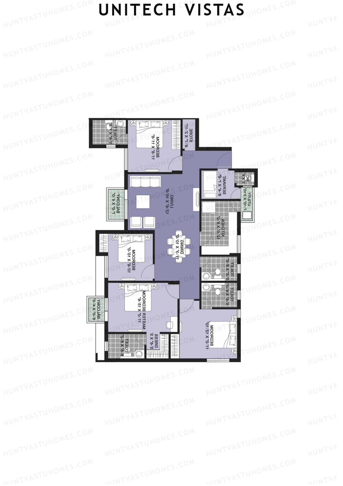 Unitech Vistas Block D1 Unit 1 (Type V1) Floor Plan