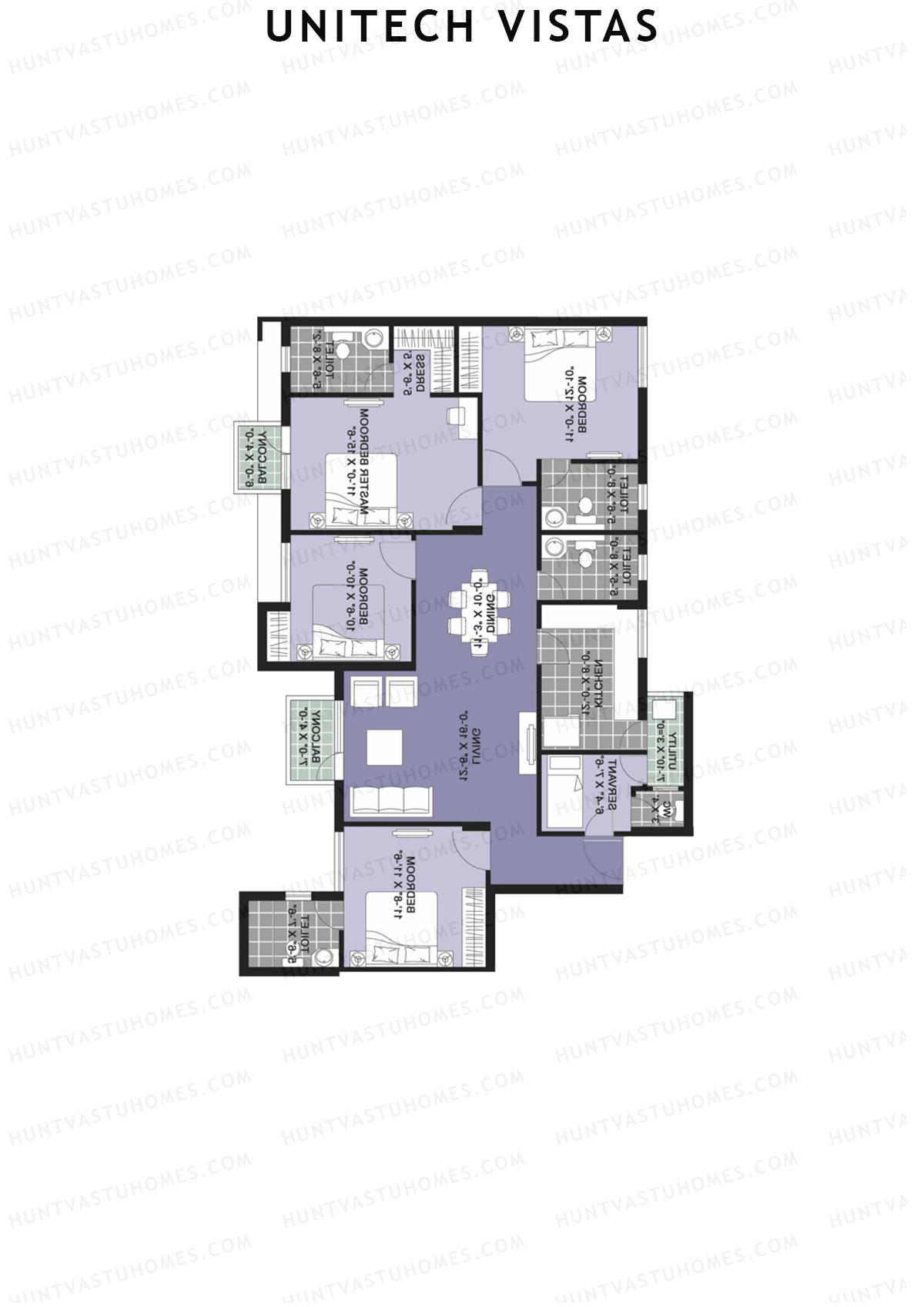 Unitech Vistas Block D1 Unit 2 (Type V2) Floor Plan