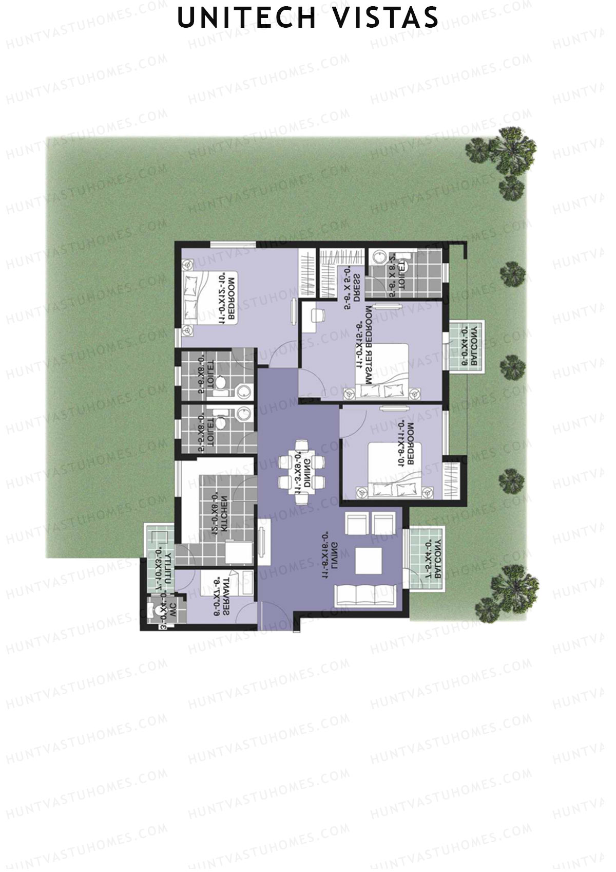 Unitech Vistas Block D1 Unit 3 (Type W2) Floor Plan