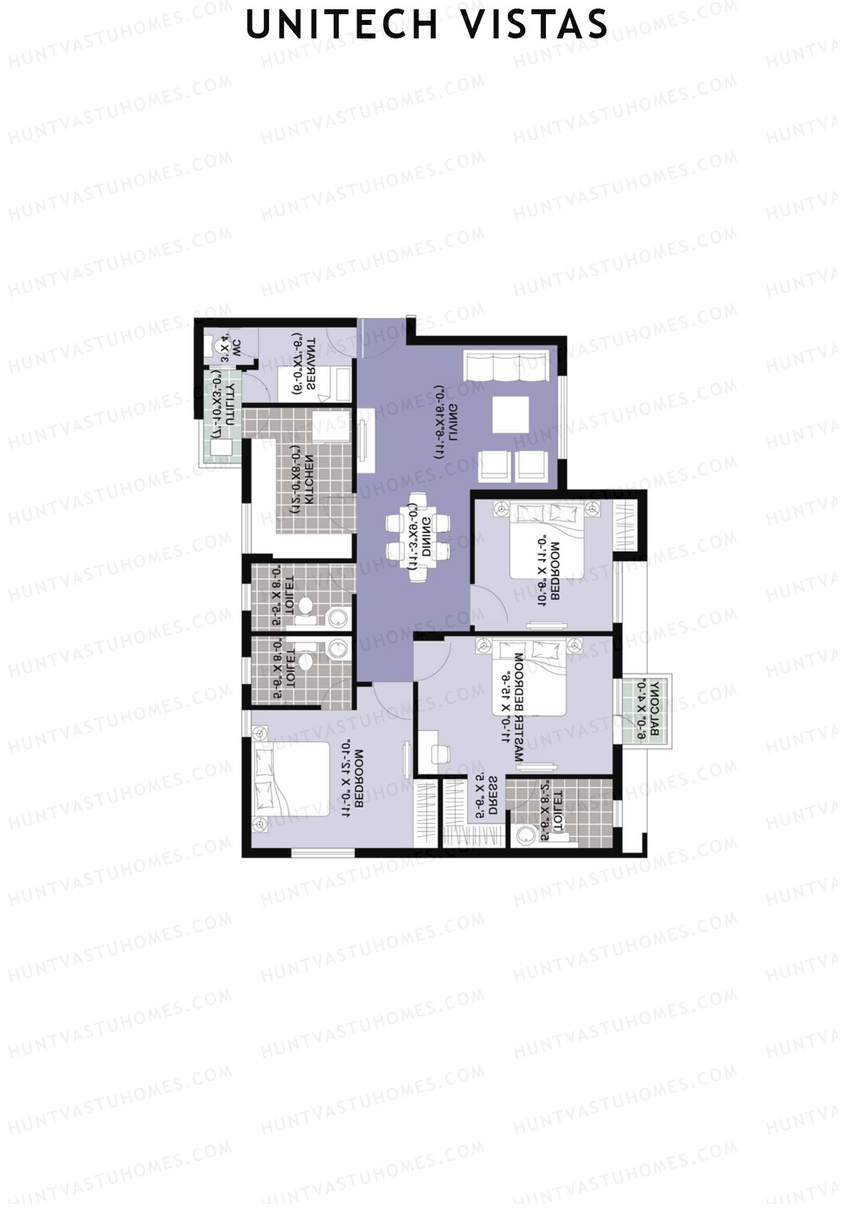 Unitech Vistas Block D1 Unit 4 (Type W3) Floor Plan