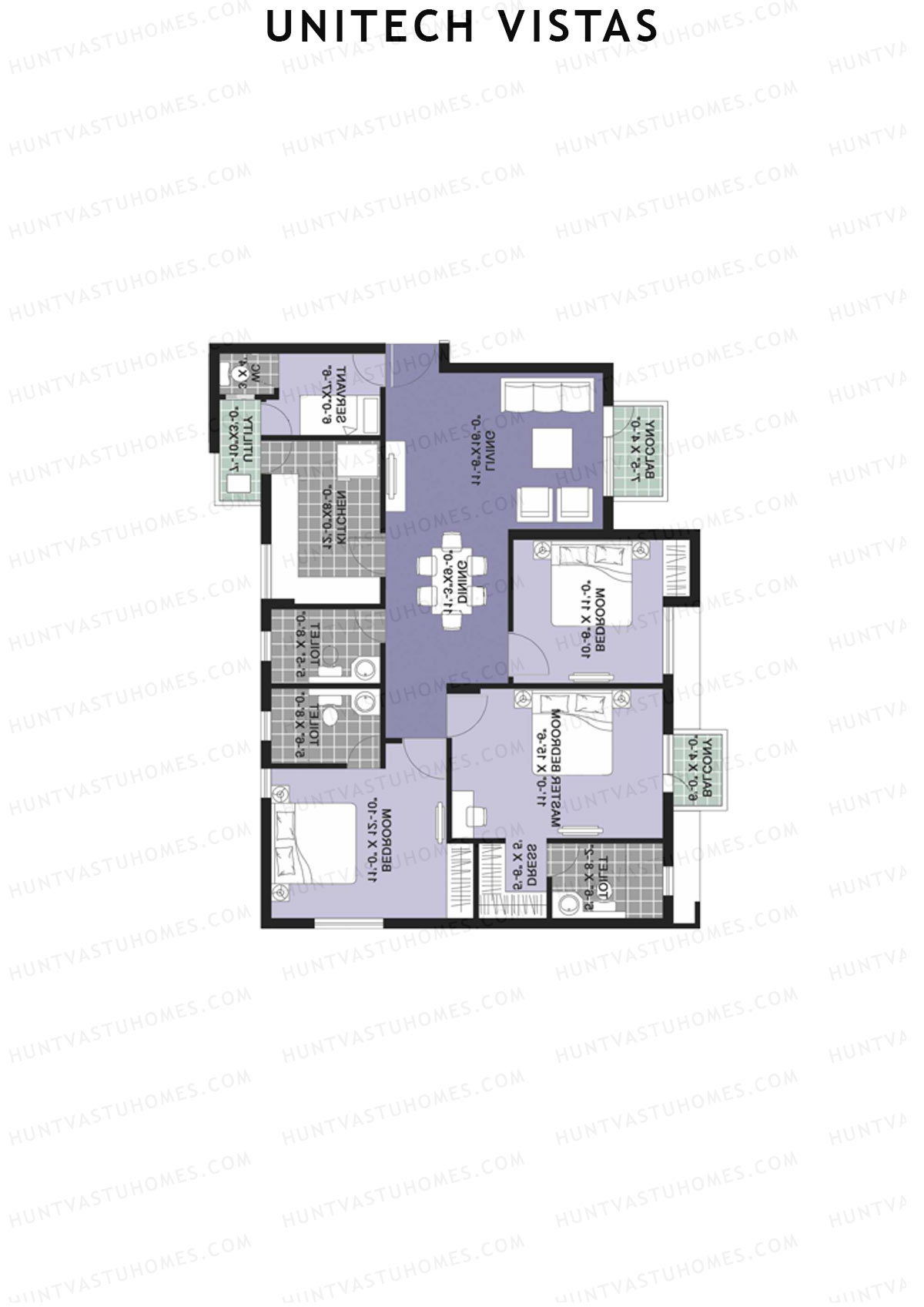 Unitech Vistas Block D2 Unit 4 (Type W1) Floor Plan