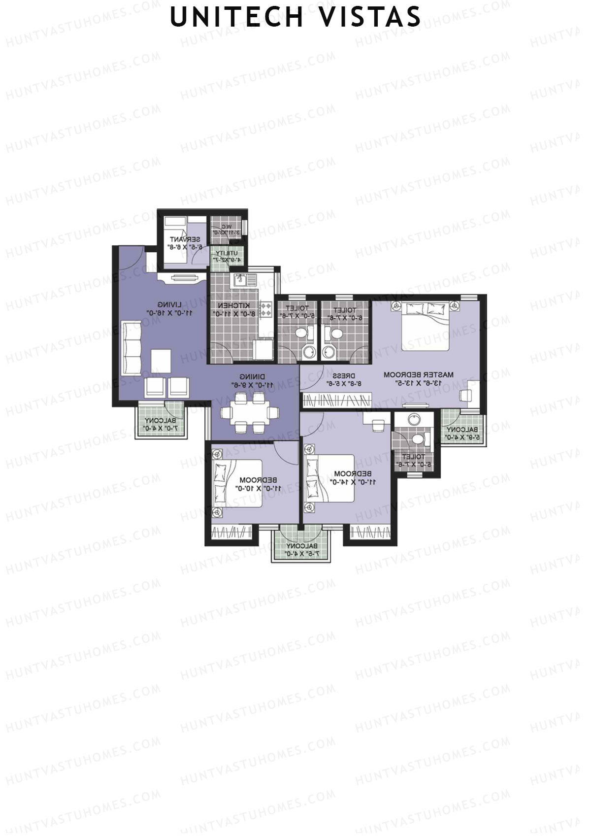 Unitech Vistas Block E2 Unit 1 (Type Y1) Floor Plan